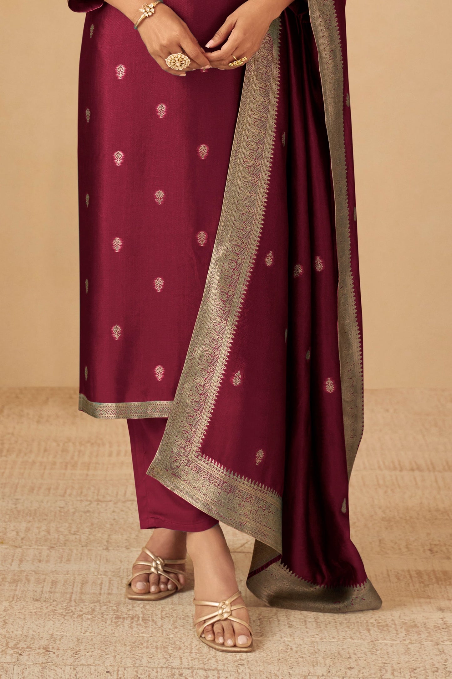 Maroon Readymade Viscose Silk Suit-SAR11076_4_SareeButa.com