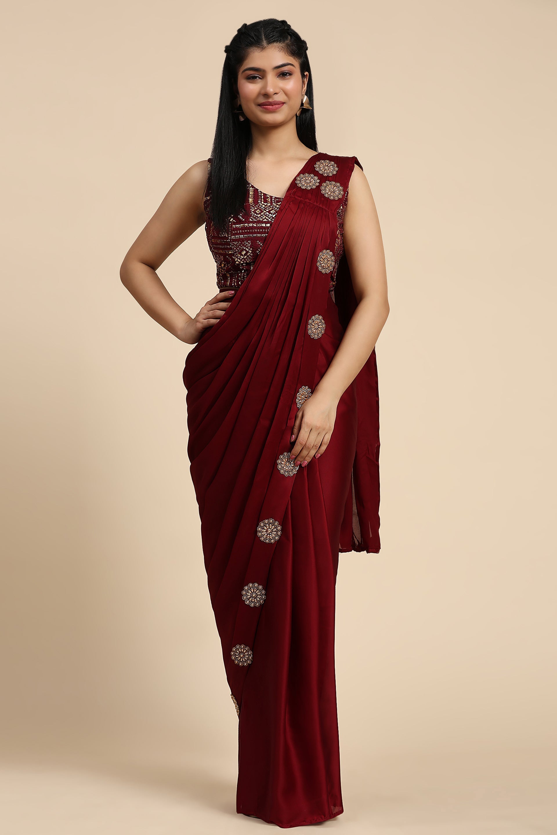 maroon-satin-readymade-saree-zb132162_1_SareeButa.com