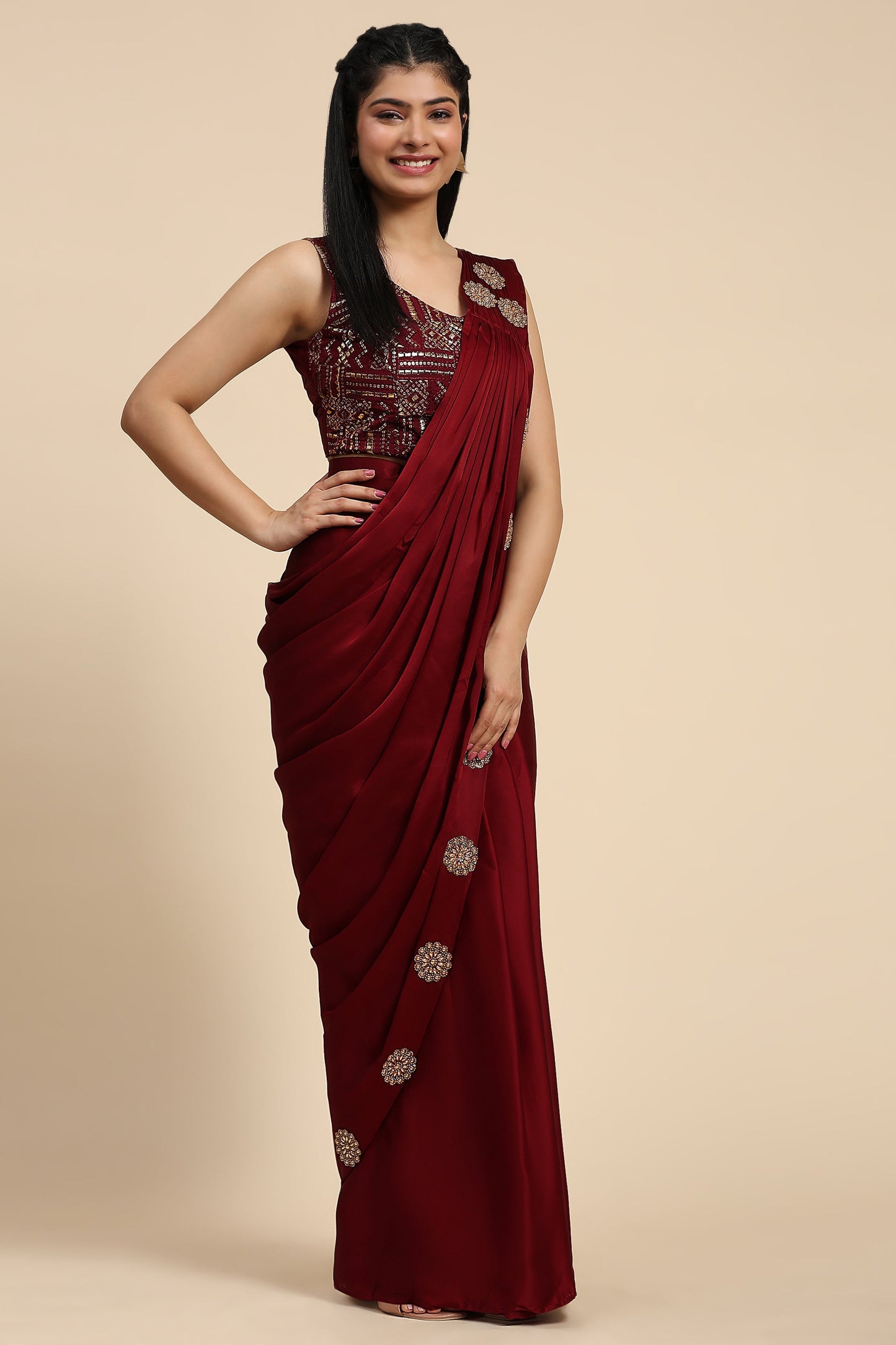 maroon-satin-readymade-saree-zb132162_2_SareeButa.com