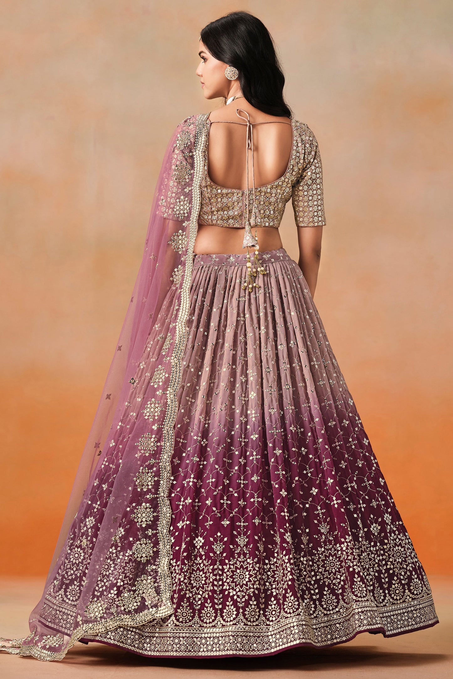 Maroon Semi-Stitched Embroidered Georgette Lehenga-LC224_5_SareeButa.com
