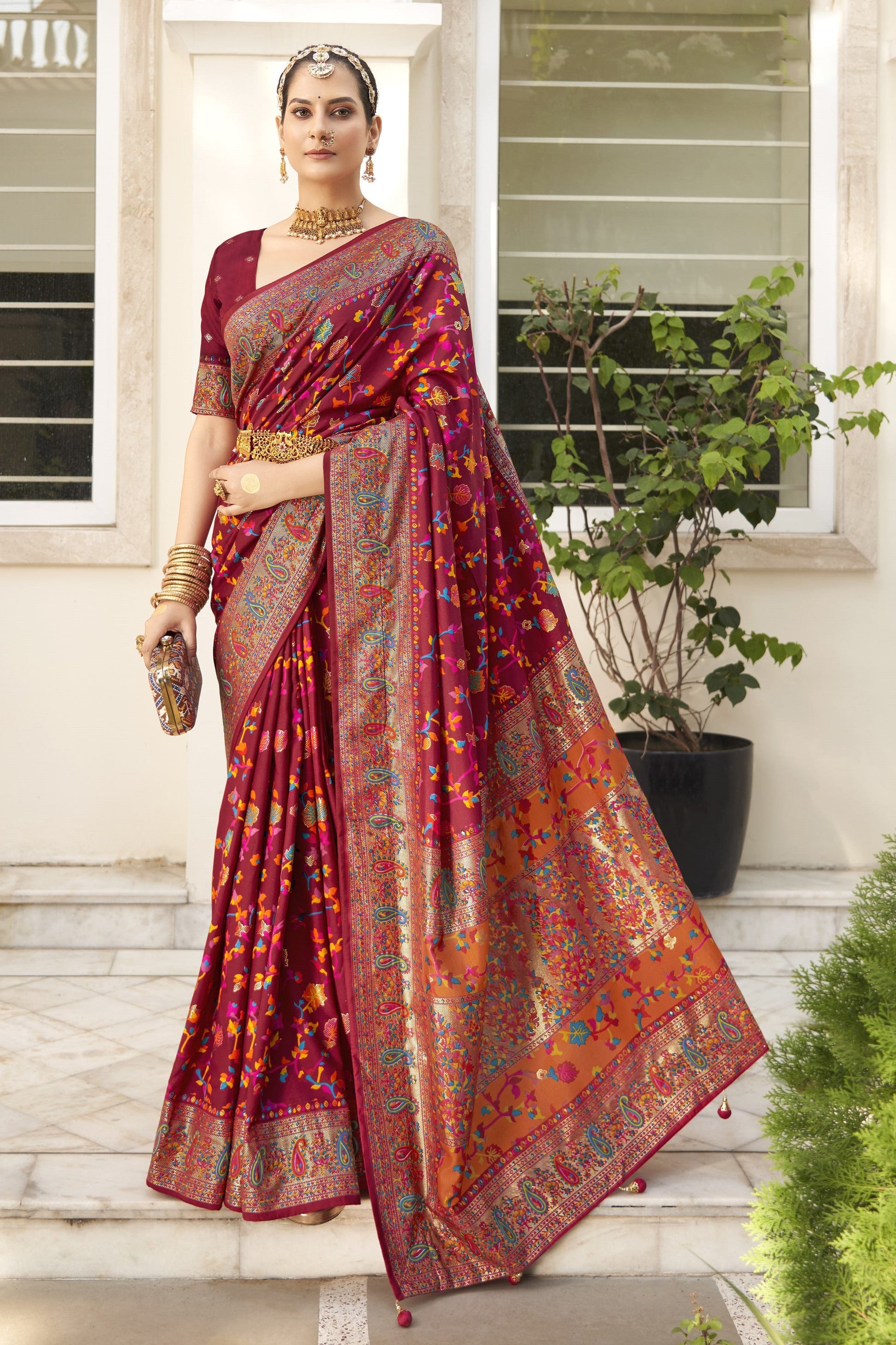maroon-tussar-silk-saree-zb130473_1_SareeButa.com