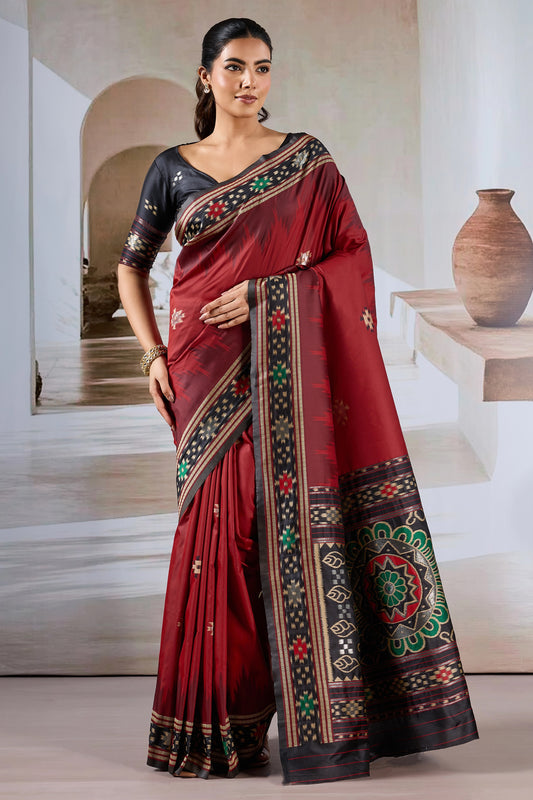 Maroon Woven Patola Silk Saree-SAR12421_1_SareeButa.com