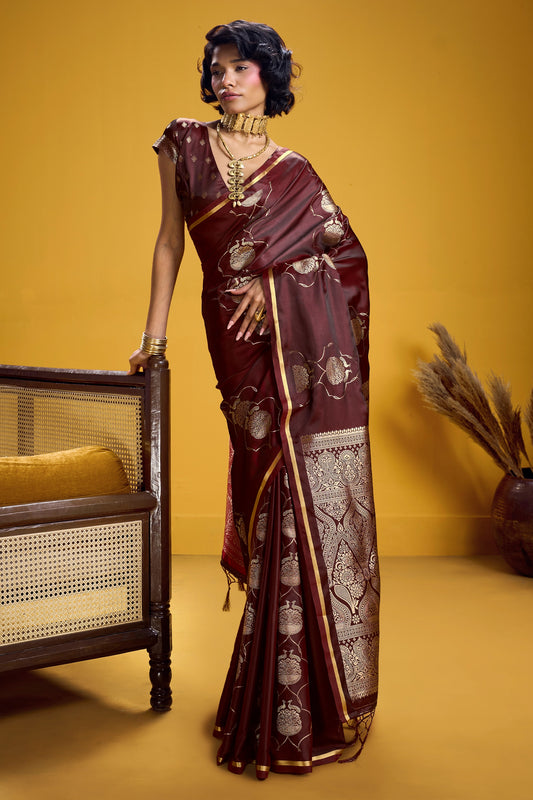 Maroon Woven Satin Silk Saree-SAR12370_1_SareeButa.com