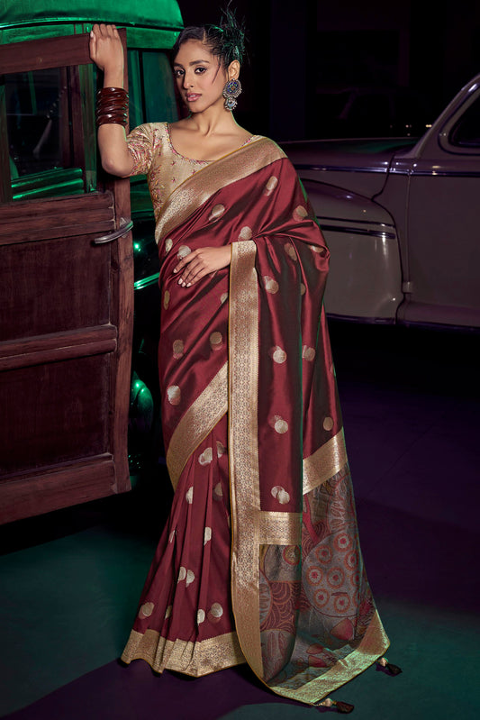 Maroon Woven Silk Saree-ZB134656_1_SareeButa.com