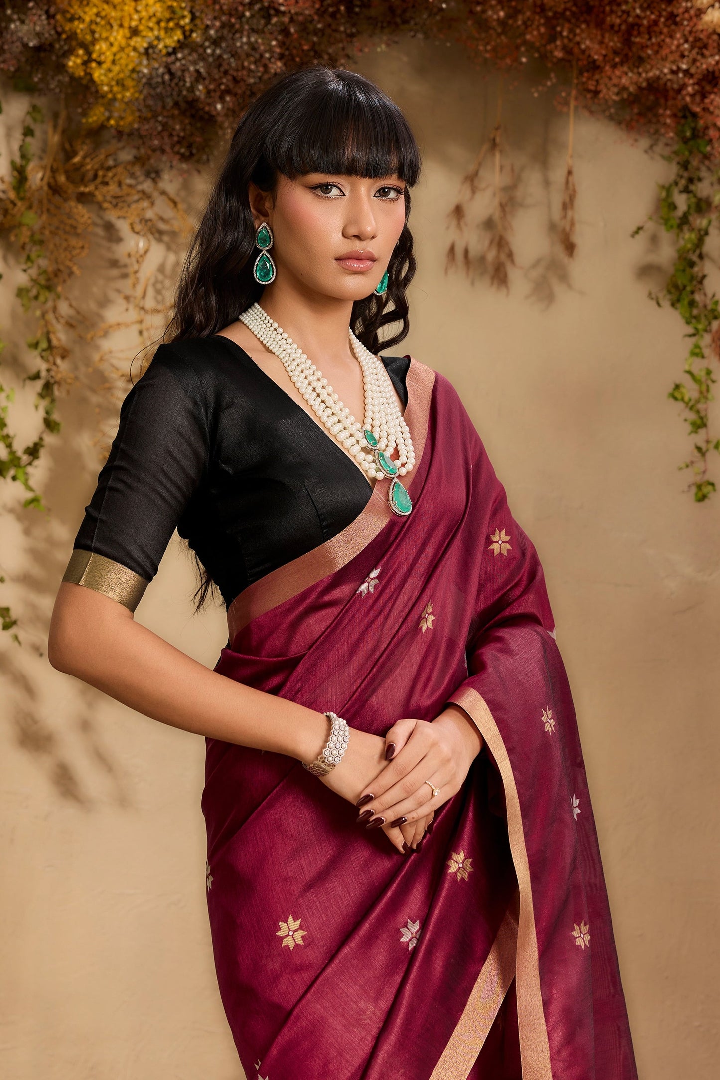 Maroon Woven Tussar Silk Saree-SAR11237_2_SareeButa.com