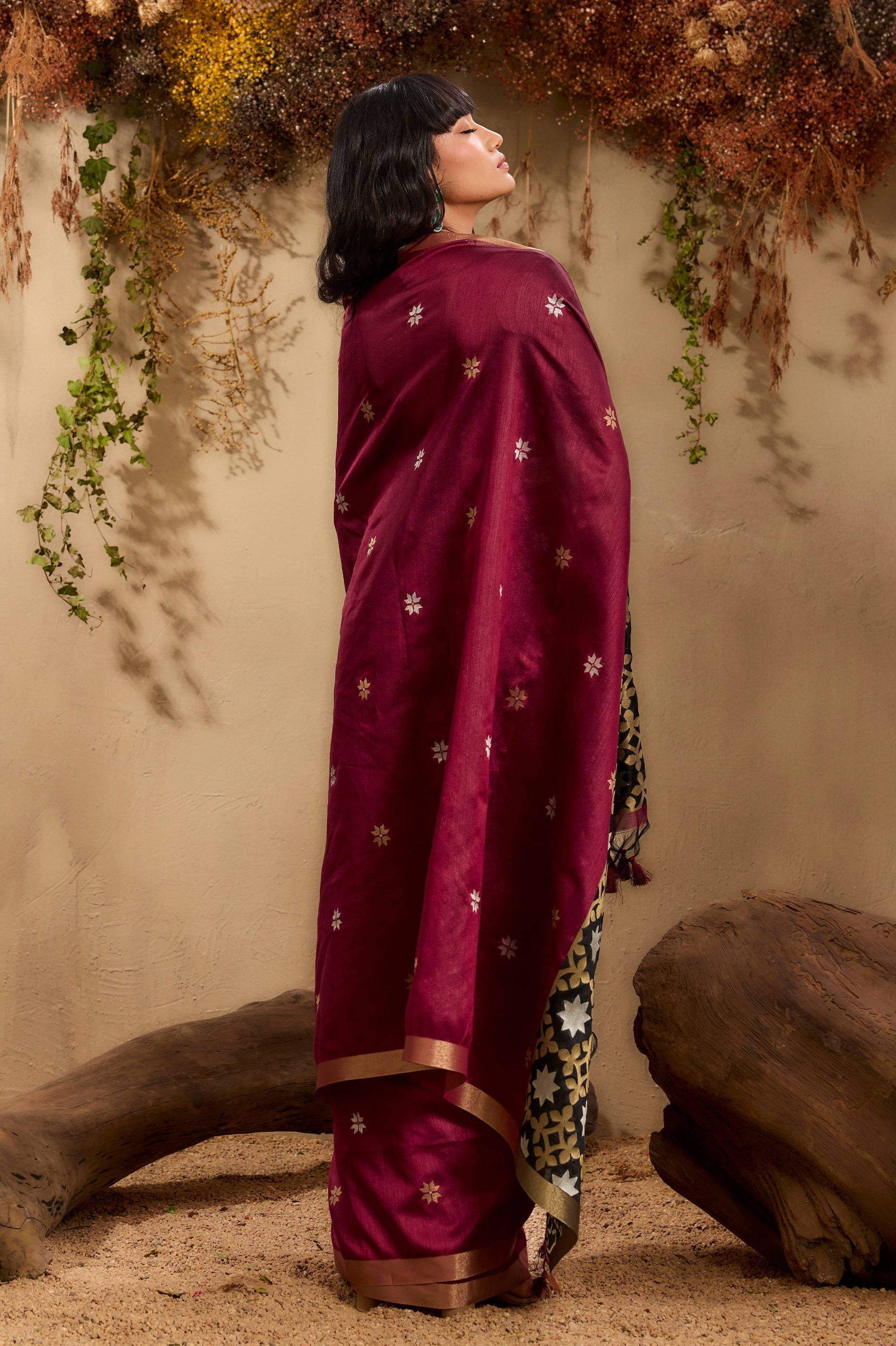 Maroon Woven Tussar Silk Saree-SAR11237_3_SareeButa.com