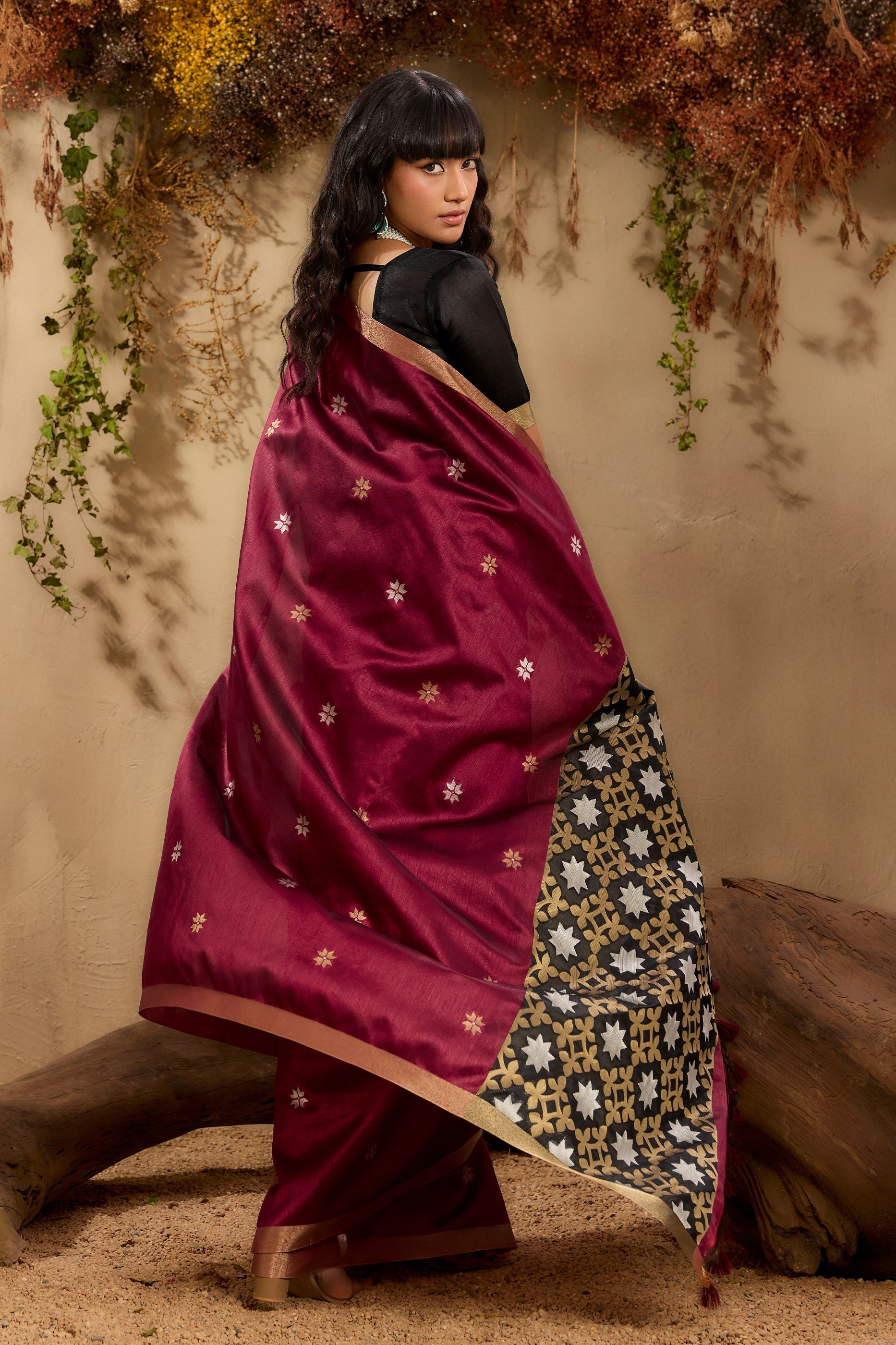 Maroon Woven Tussar Silk Saree-SAR11237_4_SareeButa.com