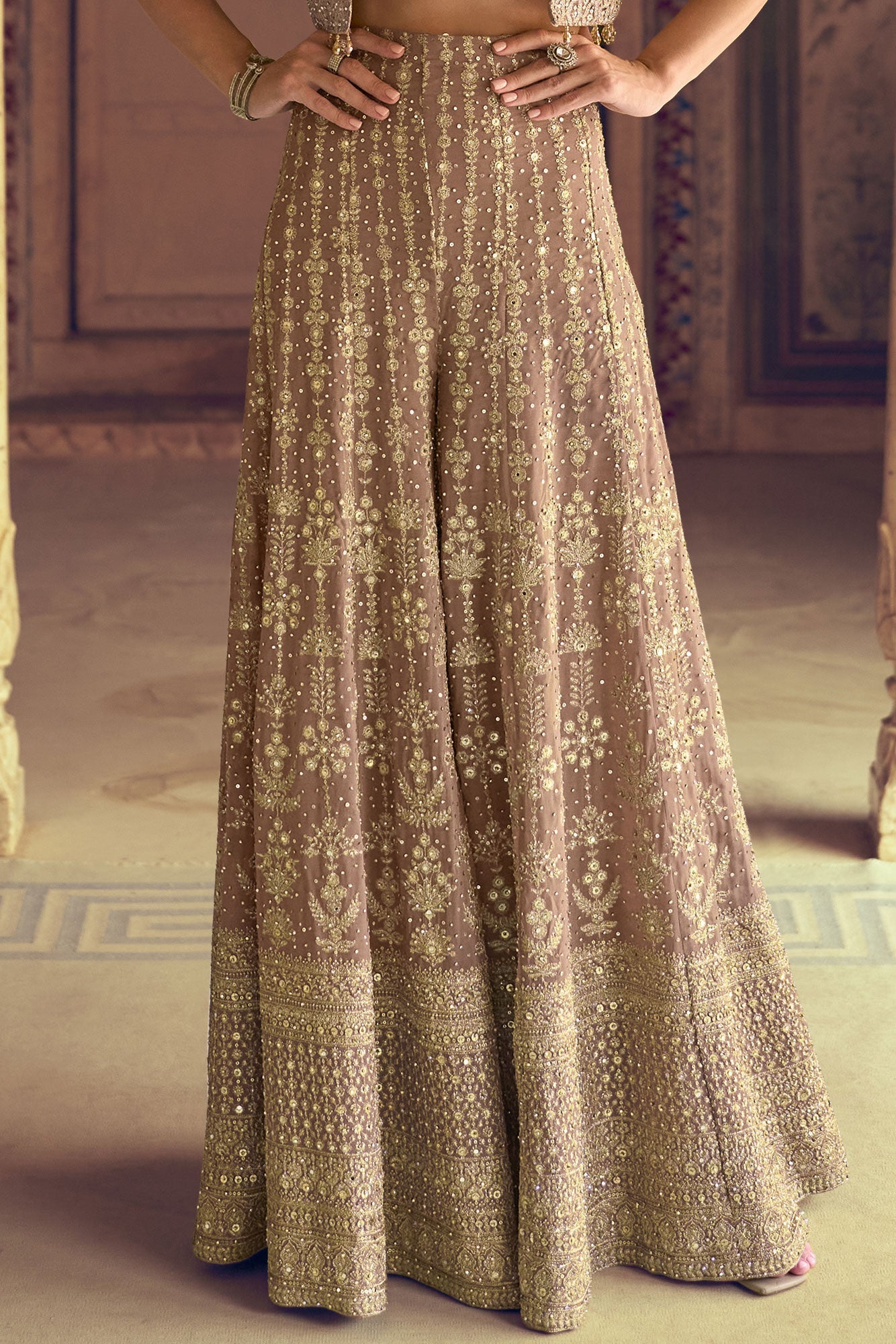 Mauve Readymade Georgette Palazzo Set with Jacket-SS926_5_SareeButa.com