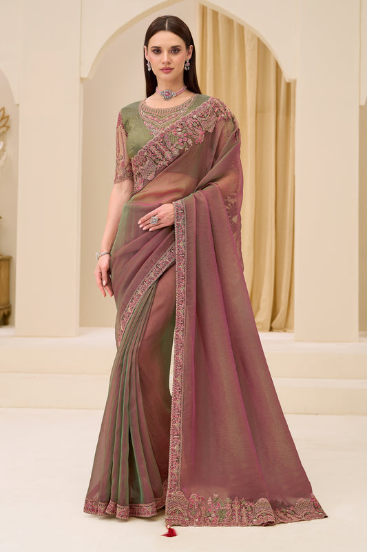 Mauve And Green Embroidered Georgette Saree-SAR12436_1_SareeButa.com