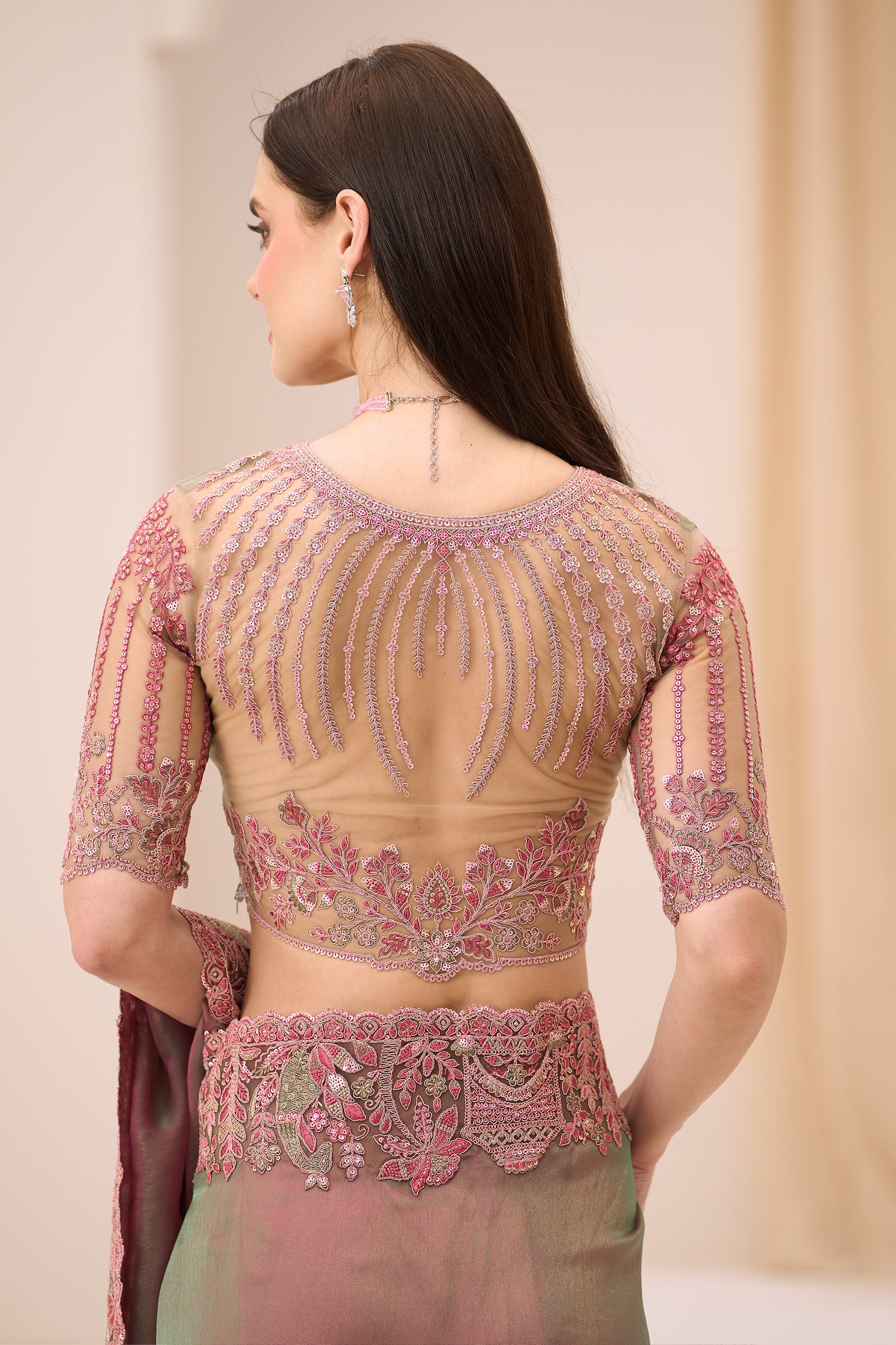Mauve And Green Embroidered Georgette Saree-SAR12436_4_SareeButa.com