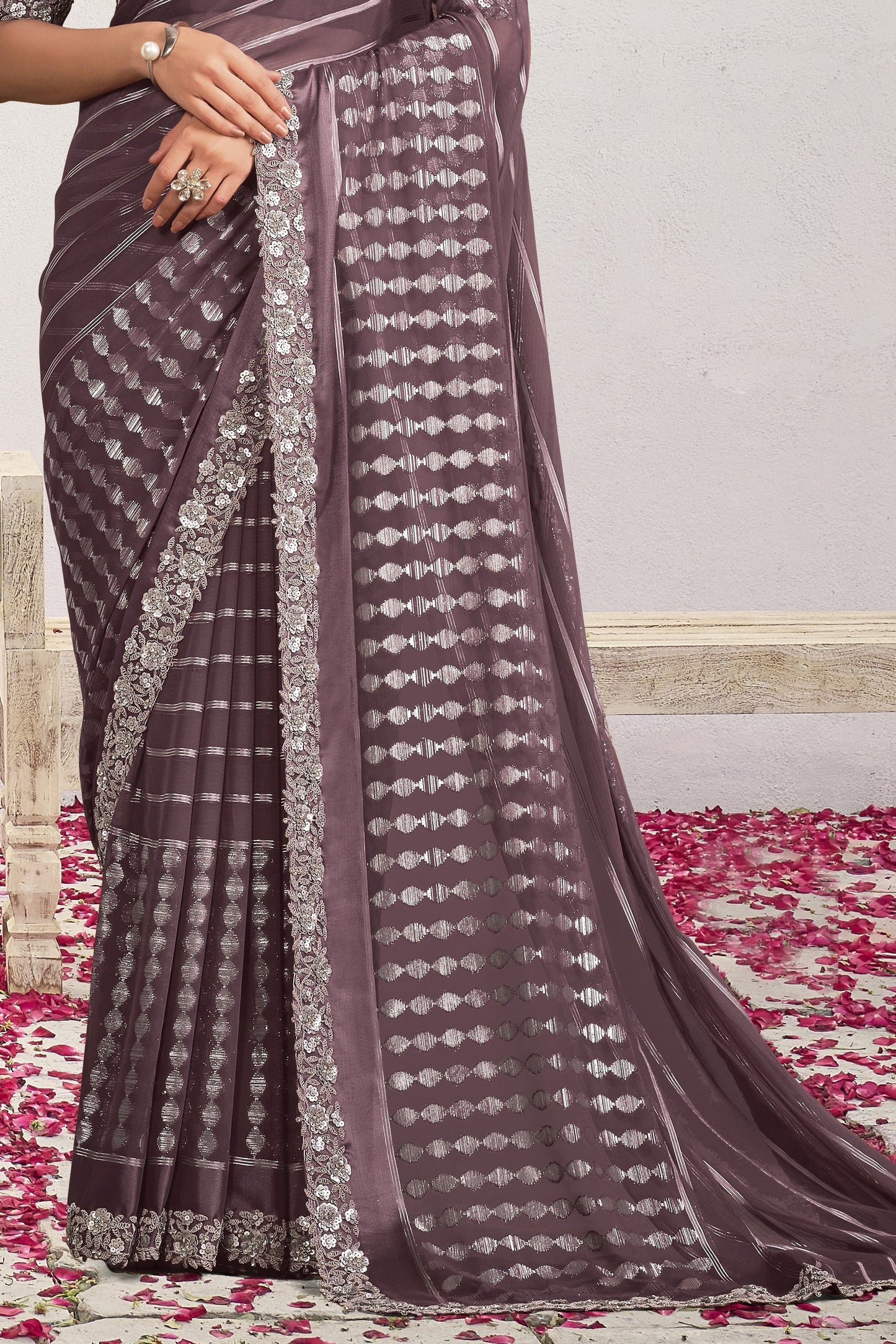 Mauve Embroidered Georgette  Saree-ZB134580_3_SareeButa.com