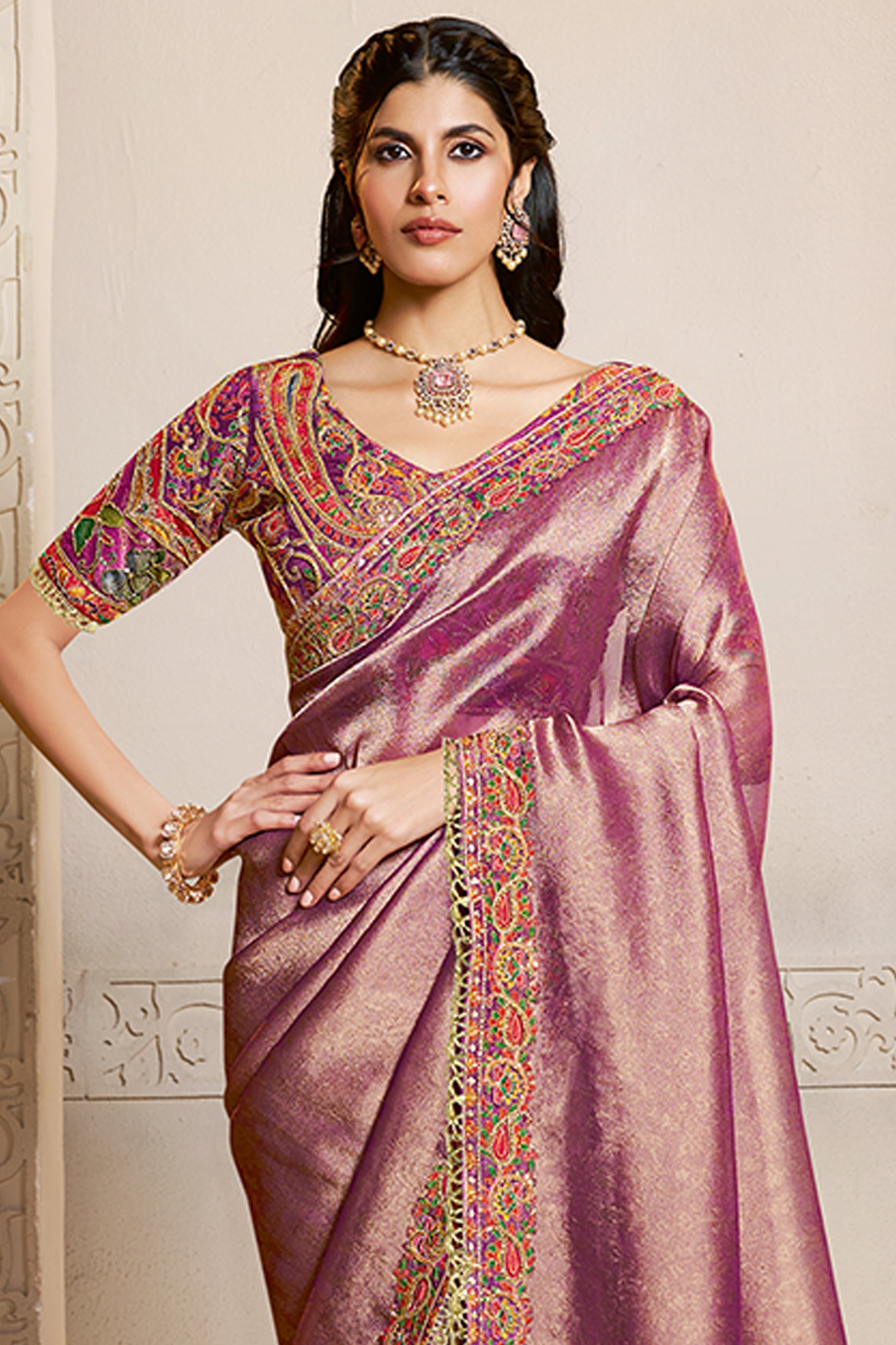 Mauve Embroidered Kanjivaram Silk Saree-SAR10873_3_SareeButa.com
