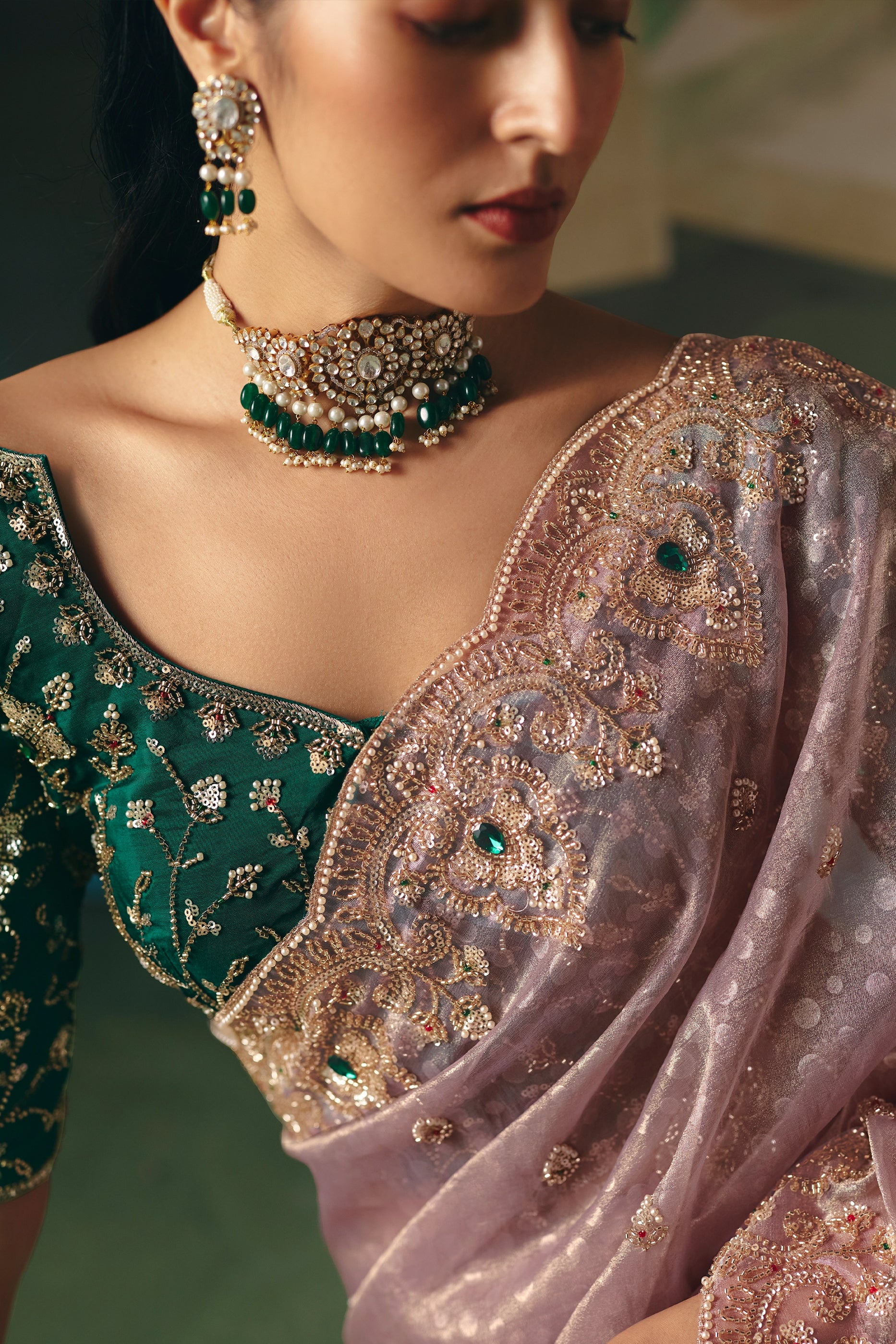 Mauve Embroidered Organza Saree-SAR12014_2_SareeButa.com