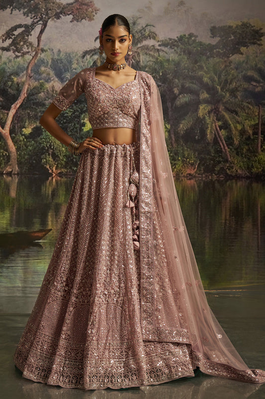 Mauve Embroidered Sequinced Semi-Stitched Lehenga-SAR10357_1_SareeButa.com