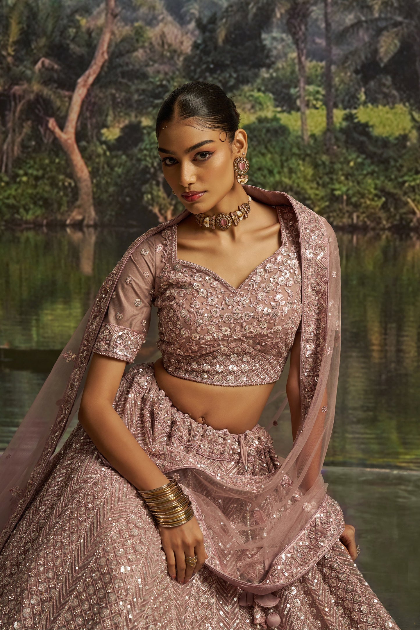 Mauve Embroidered Sequinced Semi-Stitched Lehenga-SAR10357_2_SareeButa.com