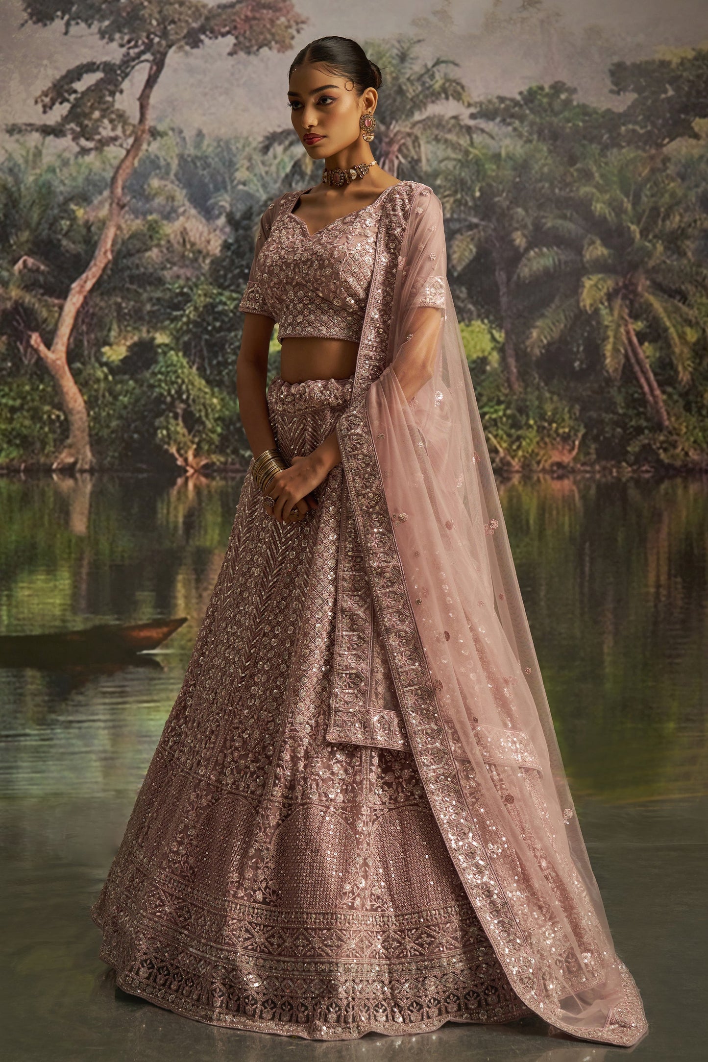 Mauve Embroidered Sequinced Semi-Stitched Lehenga-SAR10357_3_SareeButa.com