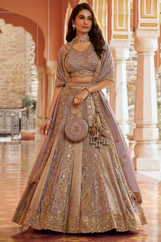 Mauve Heavy Work Banarasi Silk Lehenga-SAR13275_1_SareeButa.com