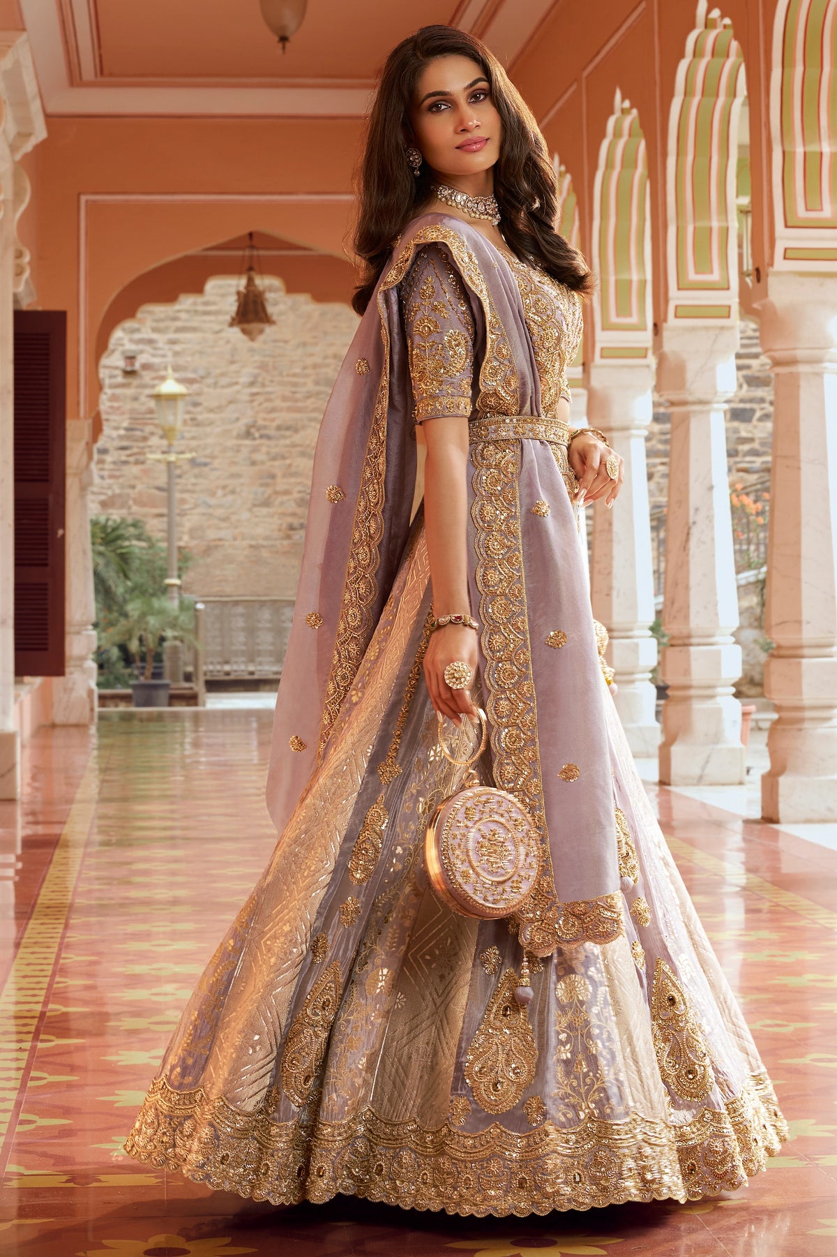 Mauve Heavy Work Banarasi Silk Lehenga-SAR13275_5_SareeButa.com