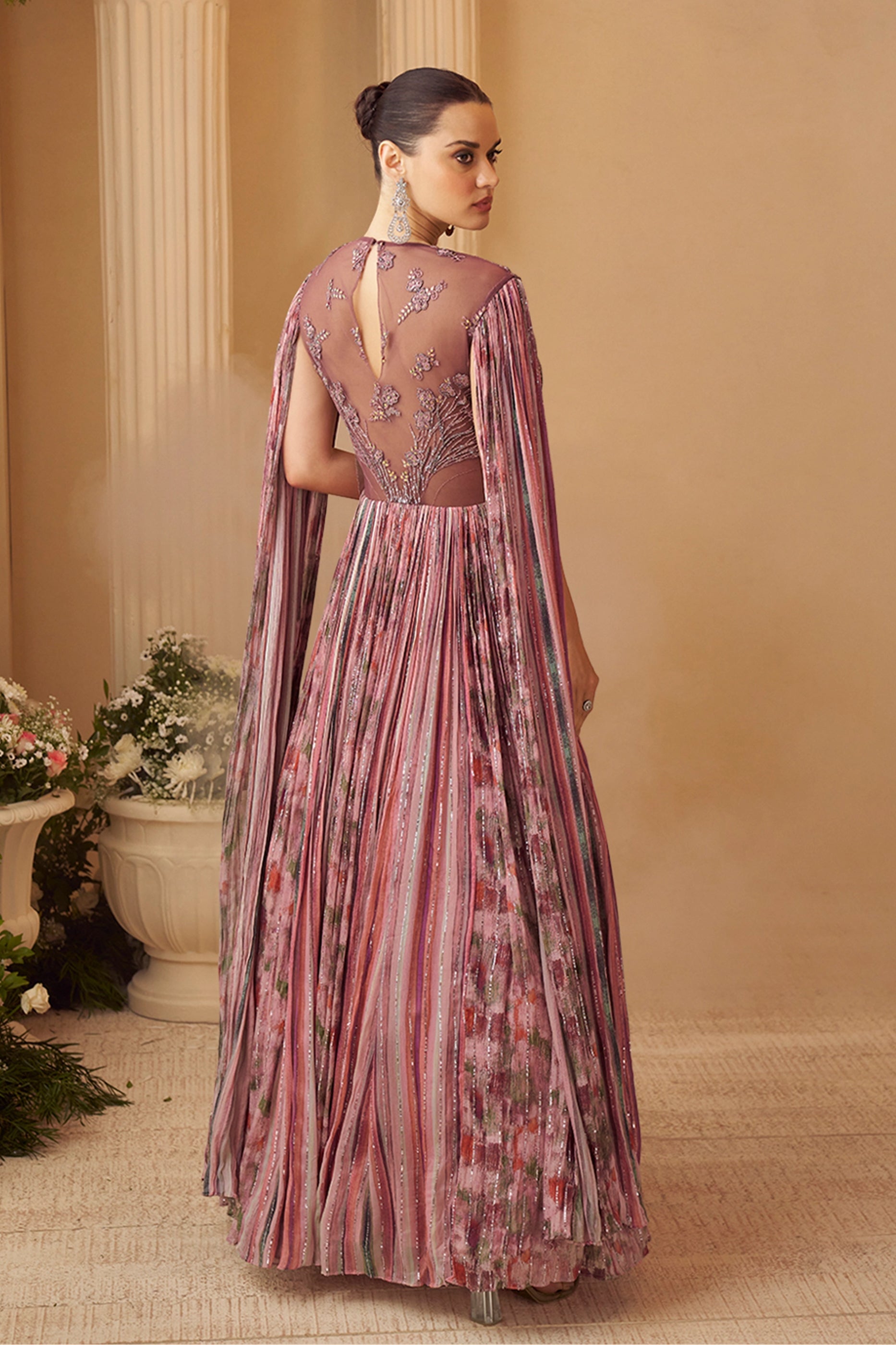 Mauve Pink Readymade Chinon Silk Gown-SAR10953_3_SareeButa.com