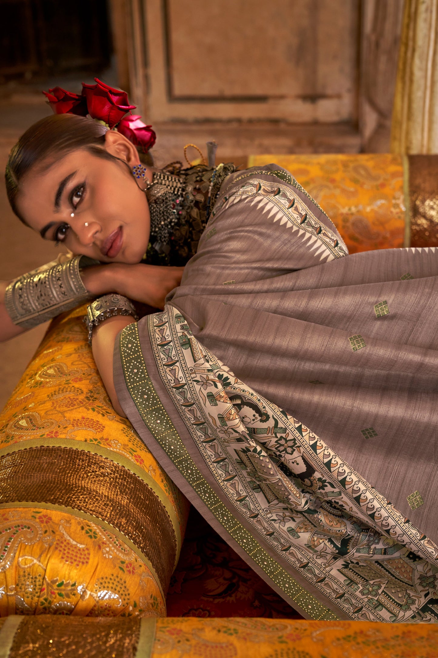 Mauve Printed Viscose Silk Saree-SAR10089_2_SareeButa.com