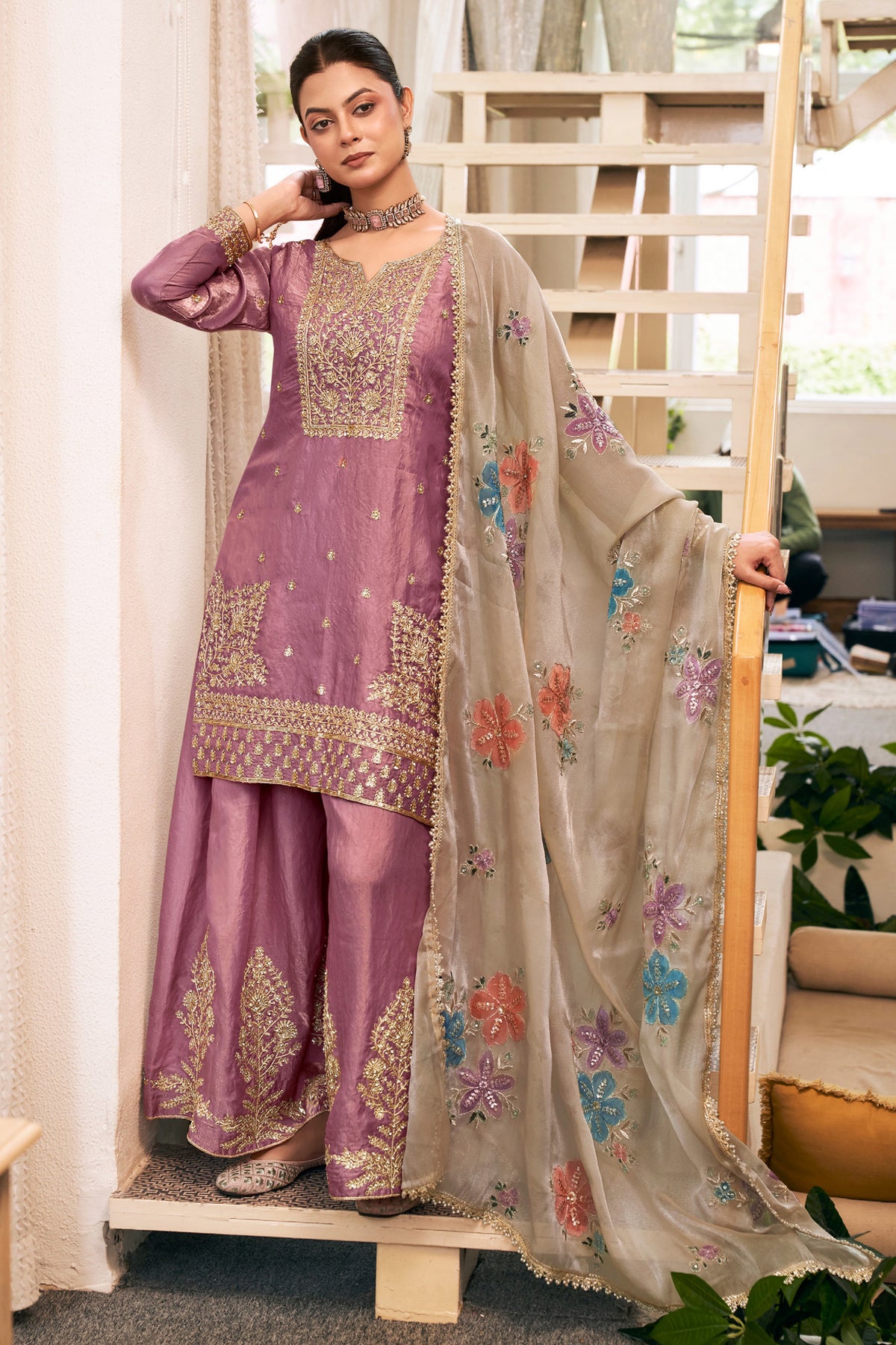 Mauve Purple Fendy Silk Embroidered Palazzo Suit-SAR13548_1_SareeButa.com
