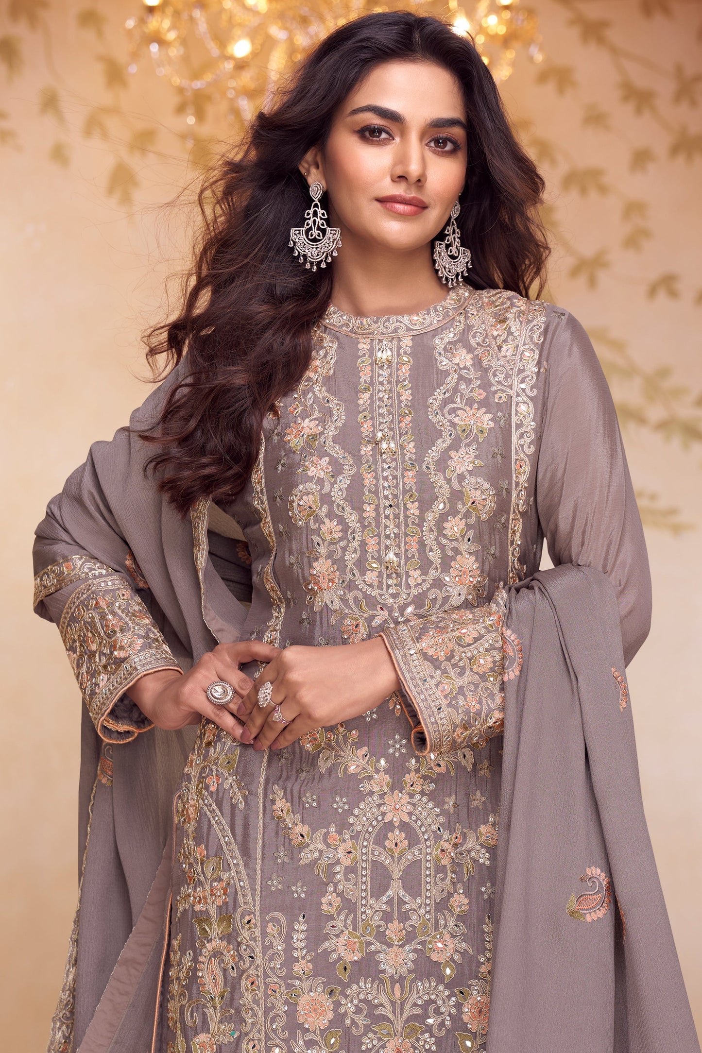 Mauve Readymade Embroidered Chinon Suit-SAR12141_2_SareeButa.com