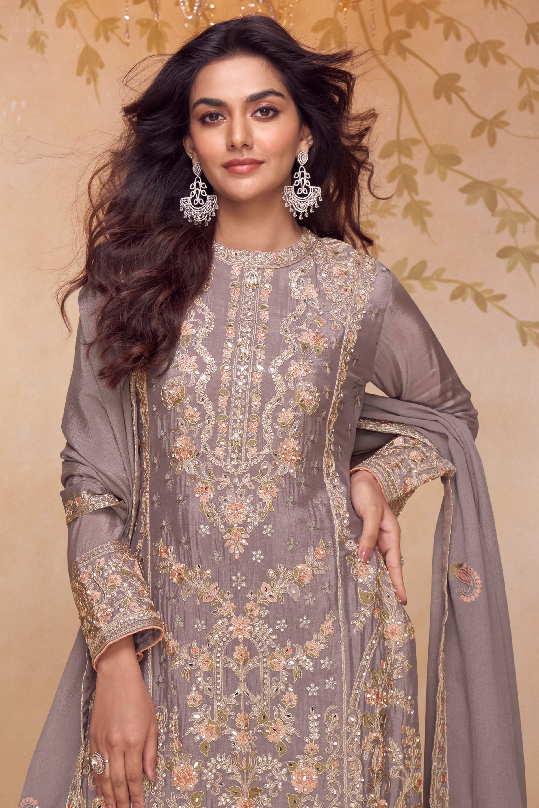 Mauve Readymade Embroidered Chinon Suit-SAR12141_3_SareeButa.com
