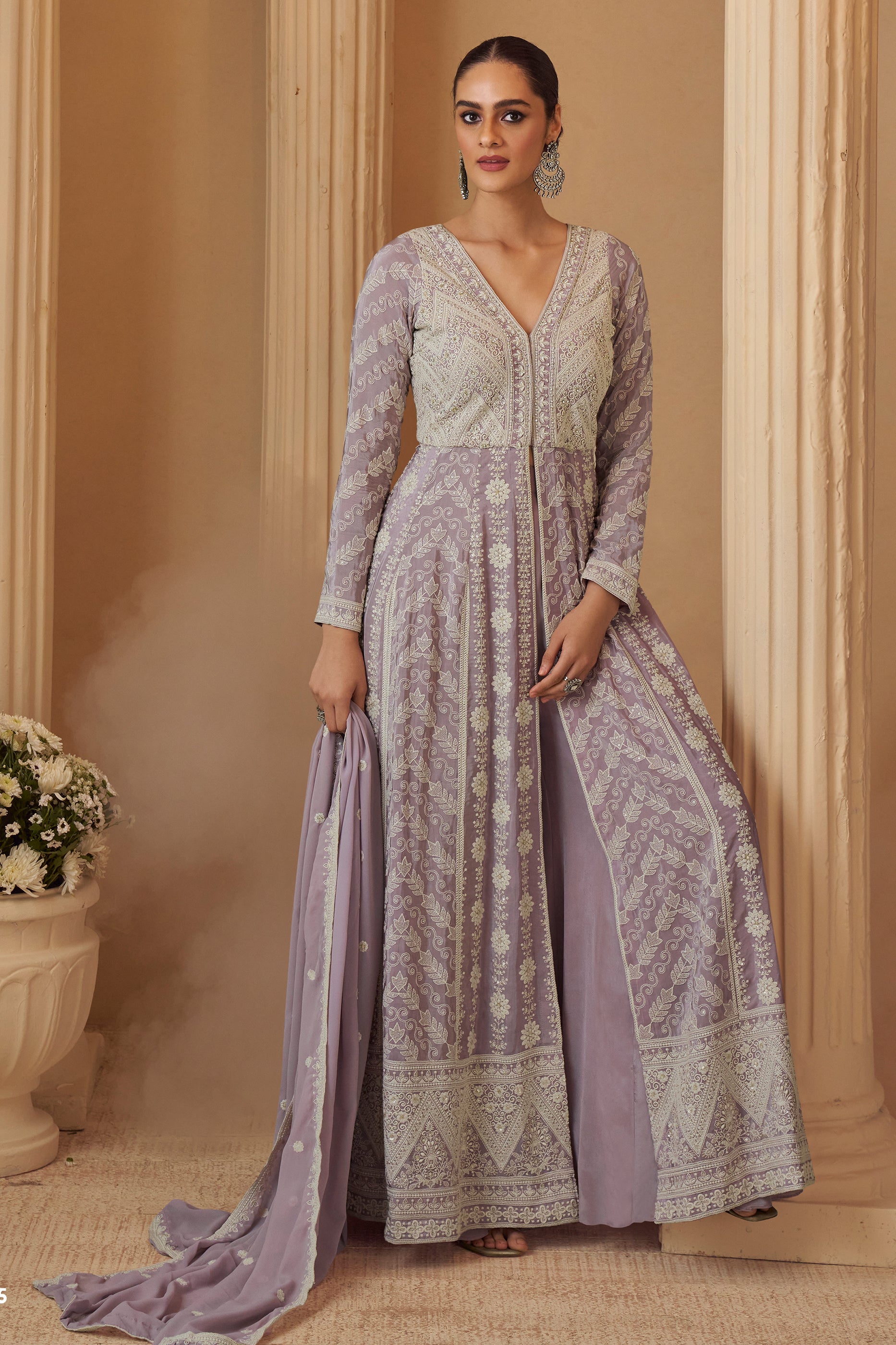Mauve Readymade Embroidered Georgette Palazzo Suit-SAR11976_4_SareeButa.com