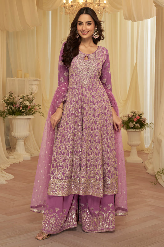 Mauve Readymade Georgette Anarkali Suit-SAR11972_1_SareeButa.com