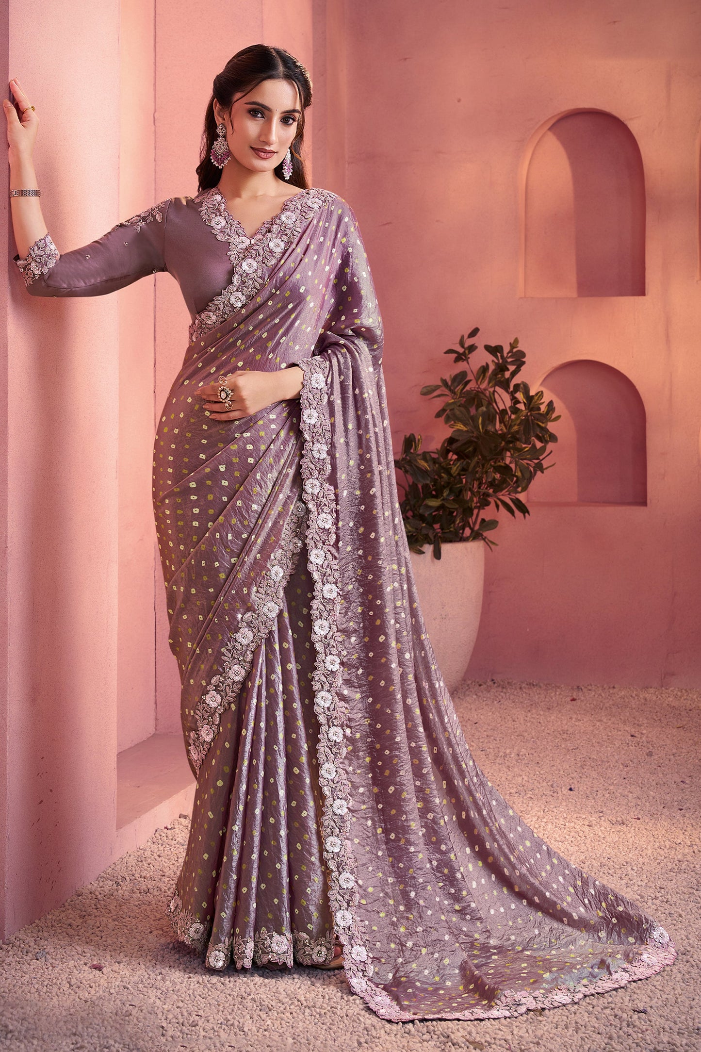 Mauve Satin Silk Bandhani Saree-SAR10893_1_SareeButa.com
