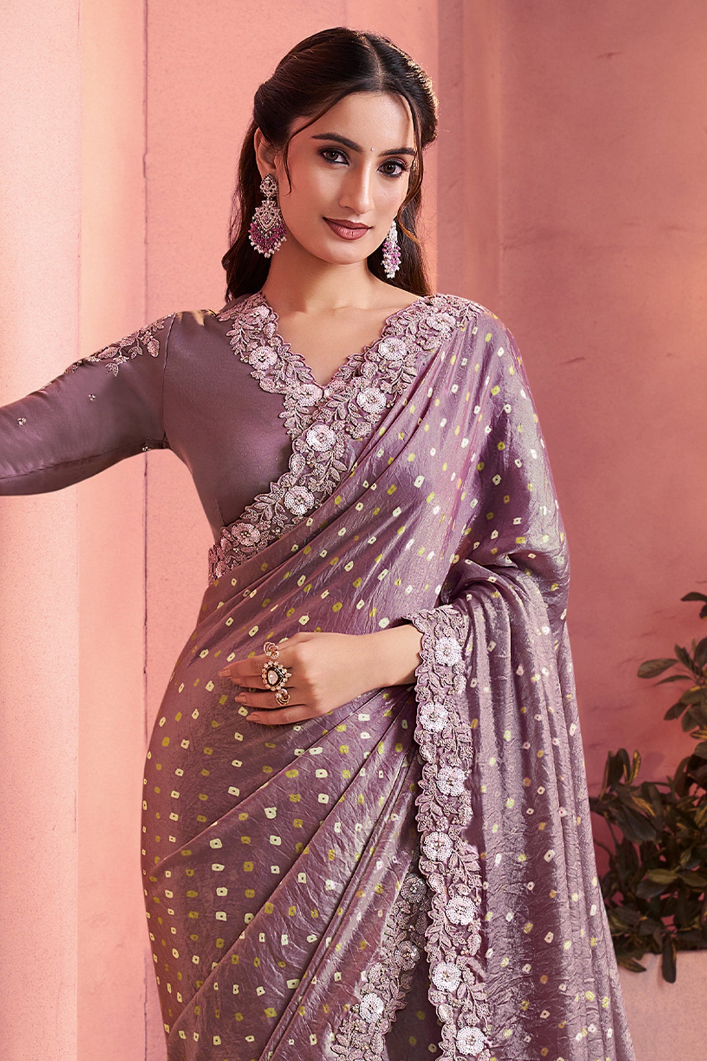 Mauve Satin Silk Bandhani Saree-SAR10893_3_SareeButa.com