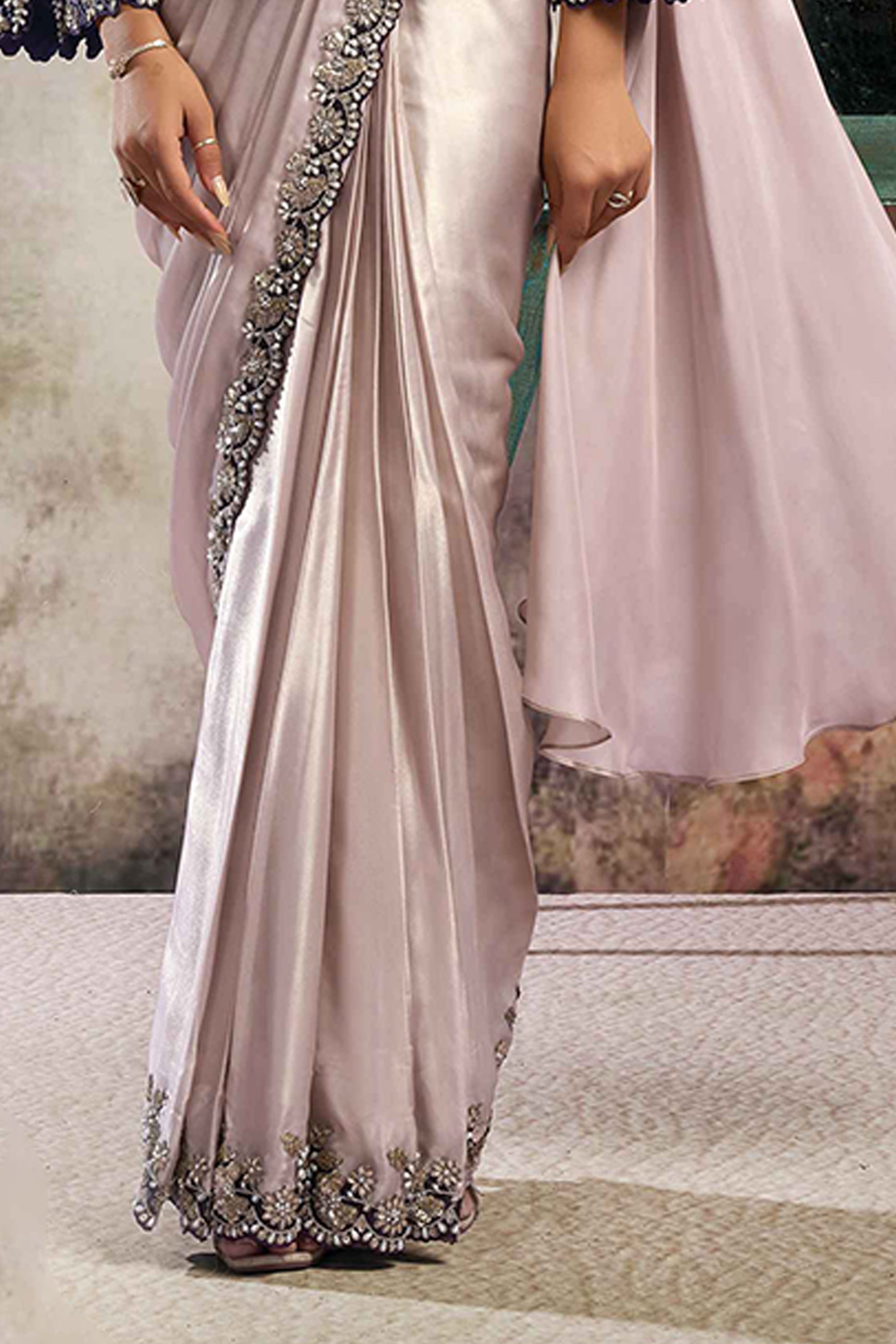 Mauve Satin Silk Readymade Saree with Stitched Blouse-SAR12097_5_SareeButa.com