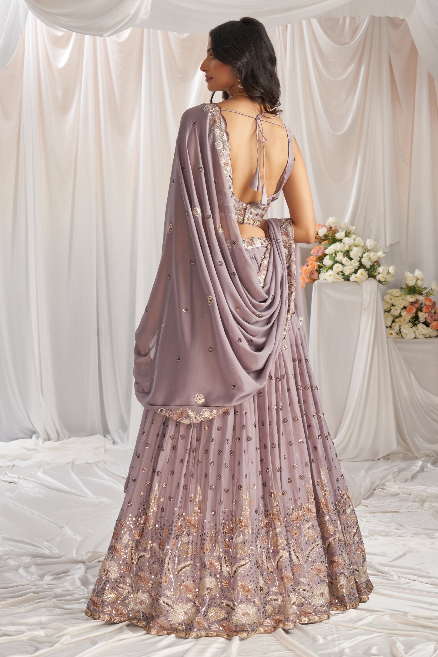 Mauve Semi-Stitched Embroidered Georgette Lehenga-SAR12840_3_SareeButa.com