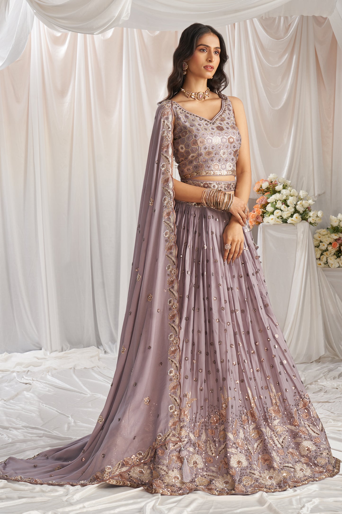 Mauve Semi-Stitched Embroidered Georgette Lehenga-SAR12840_4_SareeButa.com