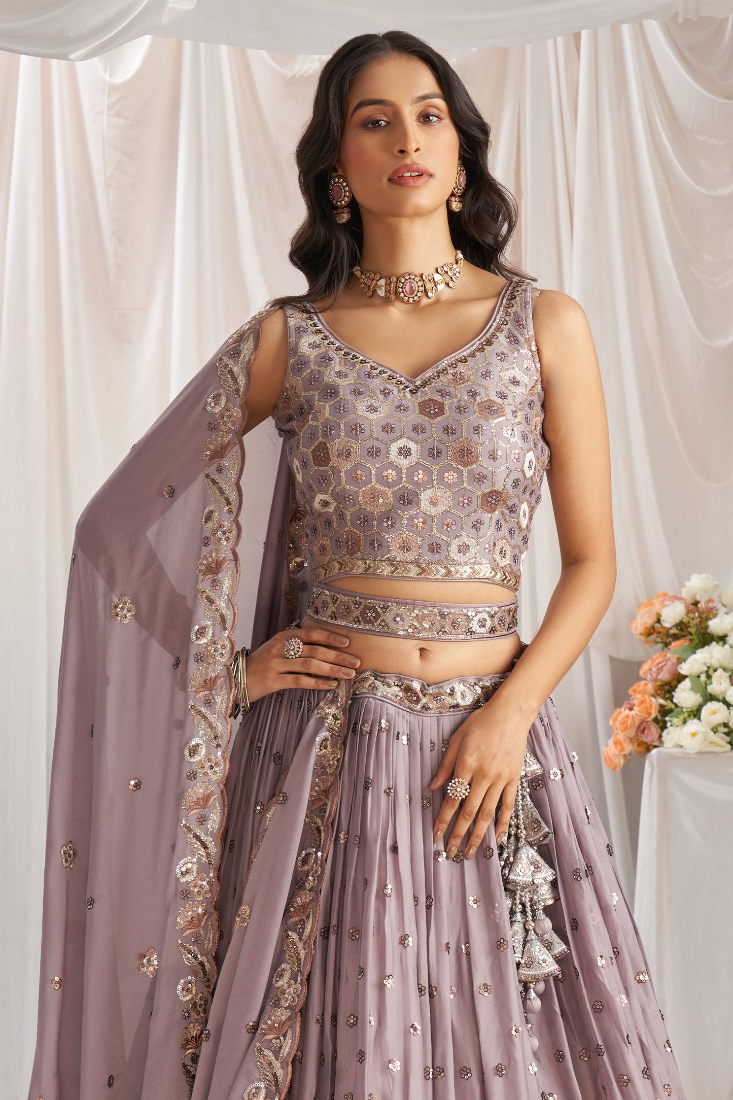 Mauve Semi-Stitched Embroidered Georgette Lehenga-SAR12840_5_SareeButa.com