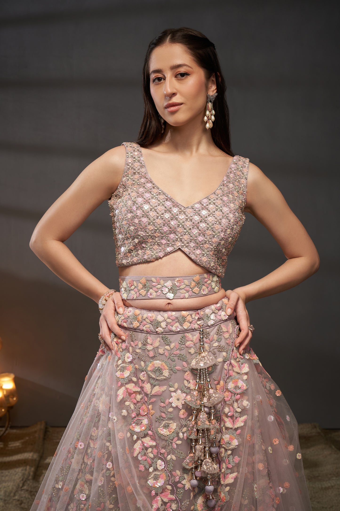Mauve Semi-Stitched Embroidered Net Lehenga-SAR12823_2_SareeButa.com