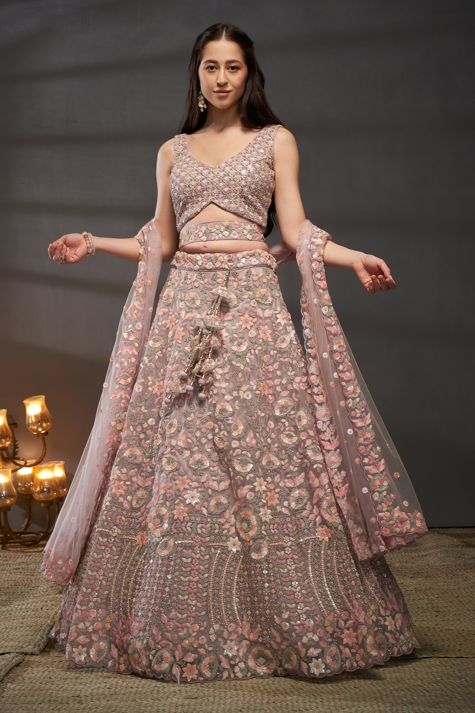 Mauve Semi-Stitched Embroidered Net Lehenga-SAR12823_4_SareeButa.com