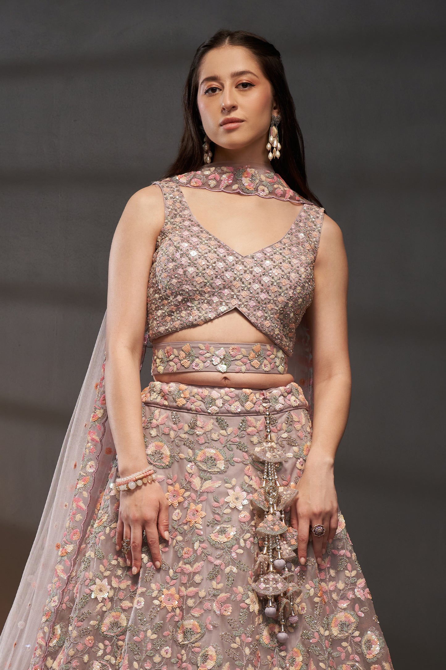 Mauve Semi-Stitched Embroidered Net Lehenga-SAR12823_6_SareeButa.com