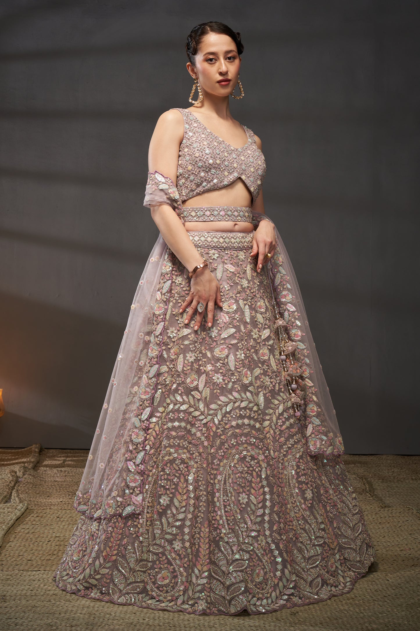 Mauve Semi-Stitched Embroidered Net Lehenga-SAR12827_3_SareeButa.com
