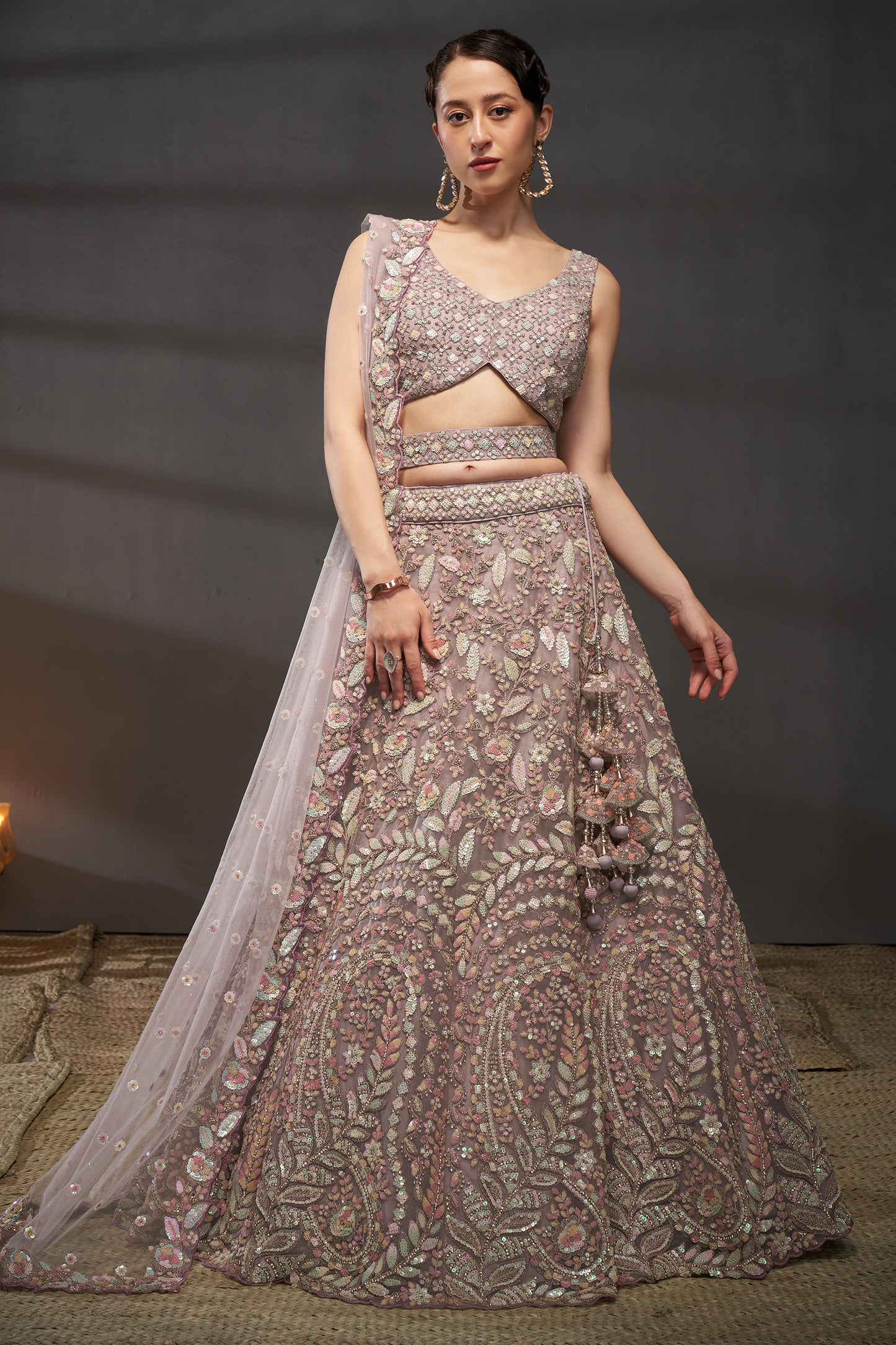 Mauve Semi-Stitched Embroidered Net Lehenga-SAR12827_4_SareeButa.com