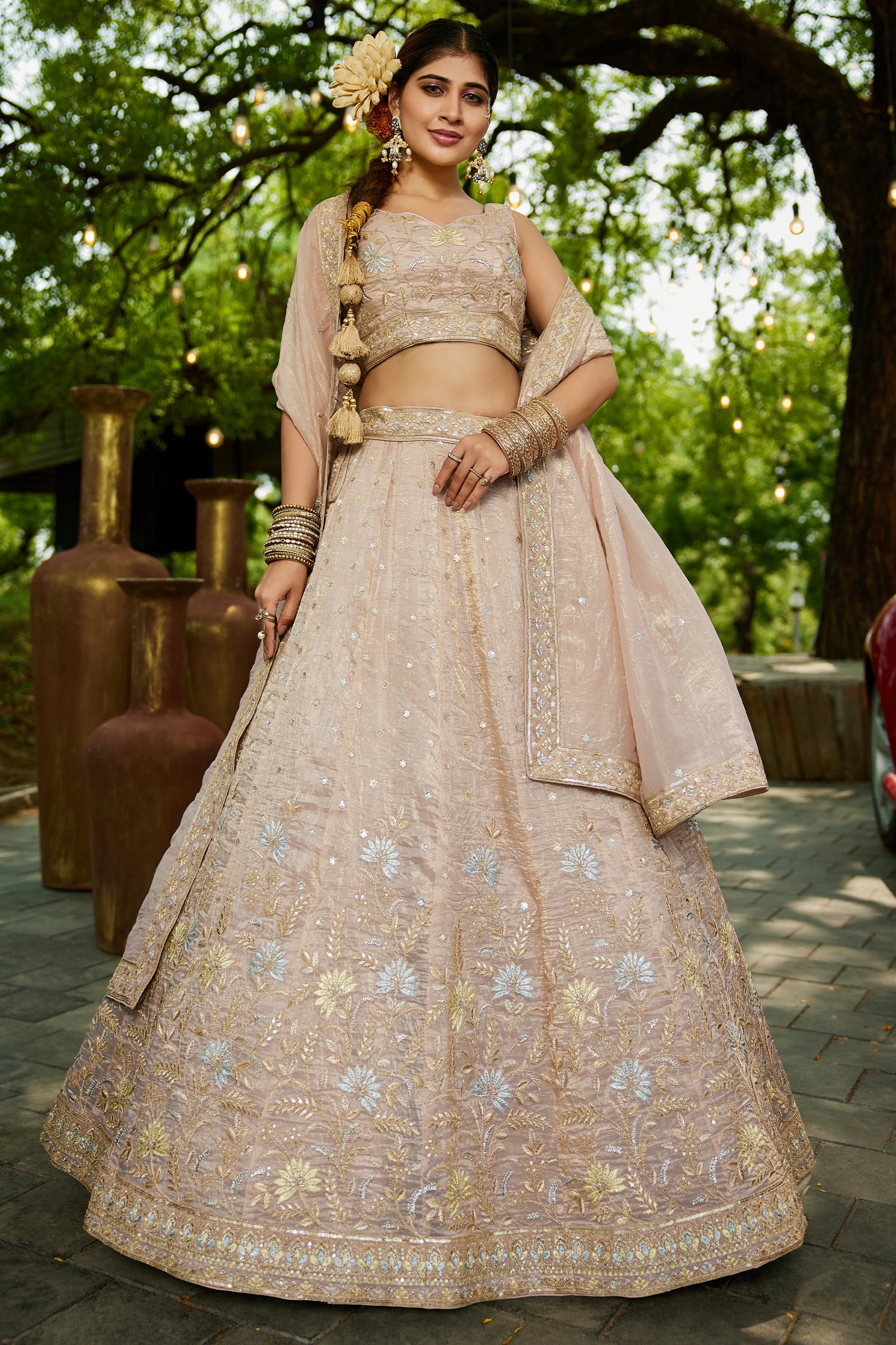 Mauve Readymade Embroidered Tissue Silk Lehenga-SAR10071_1_SareeButa.com