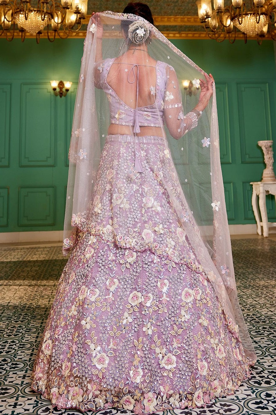 Mauve Semi Stitched Embroidered Net Lehenga-LC207_3_SareeButa.com