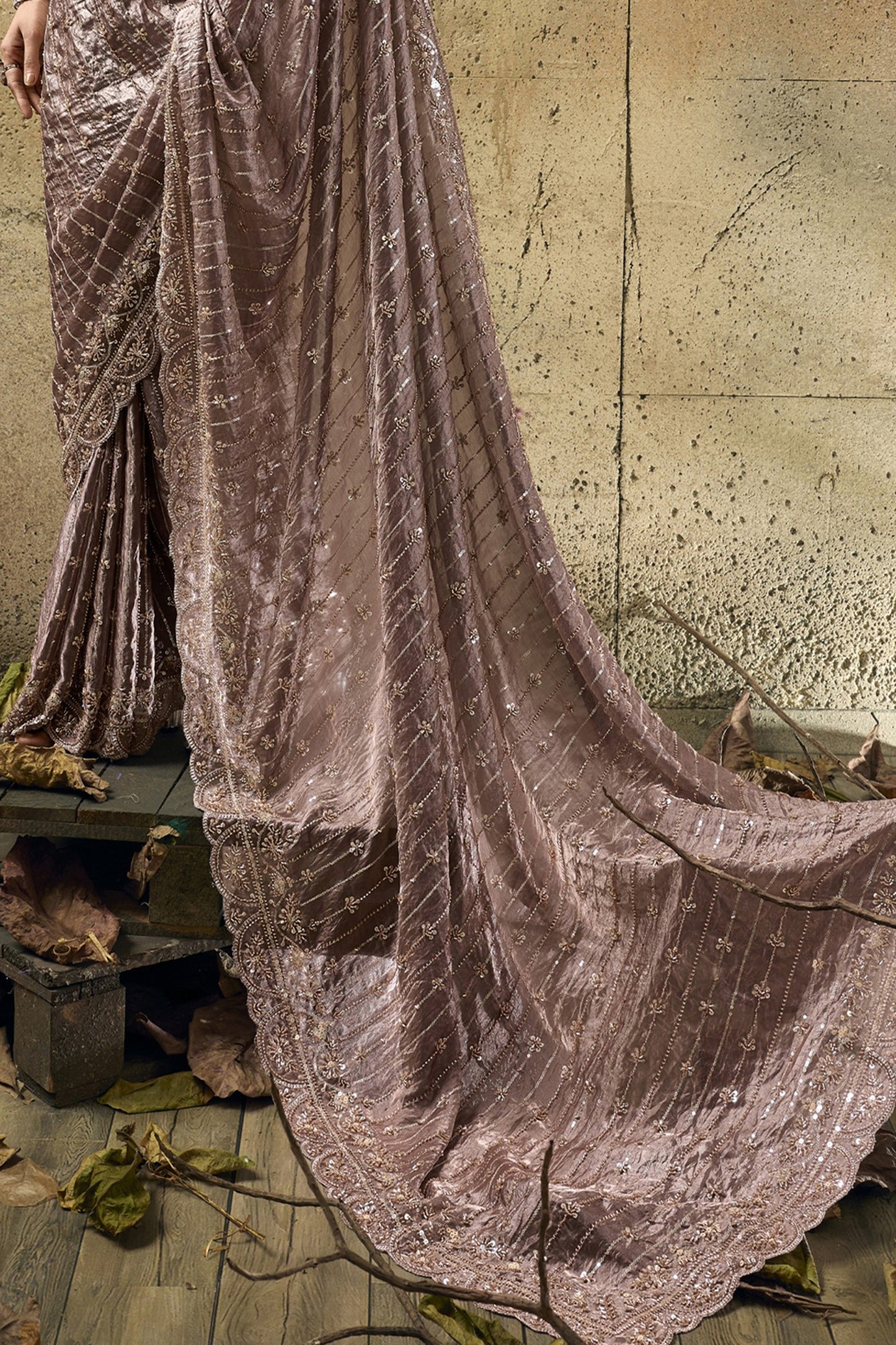 Mauve Sequin Work Velvet Satin Saree-SAR12813_7_SareeButa.com