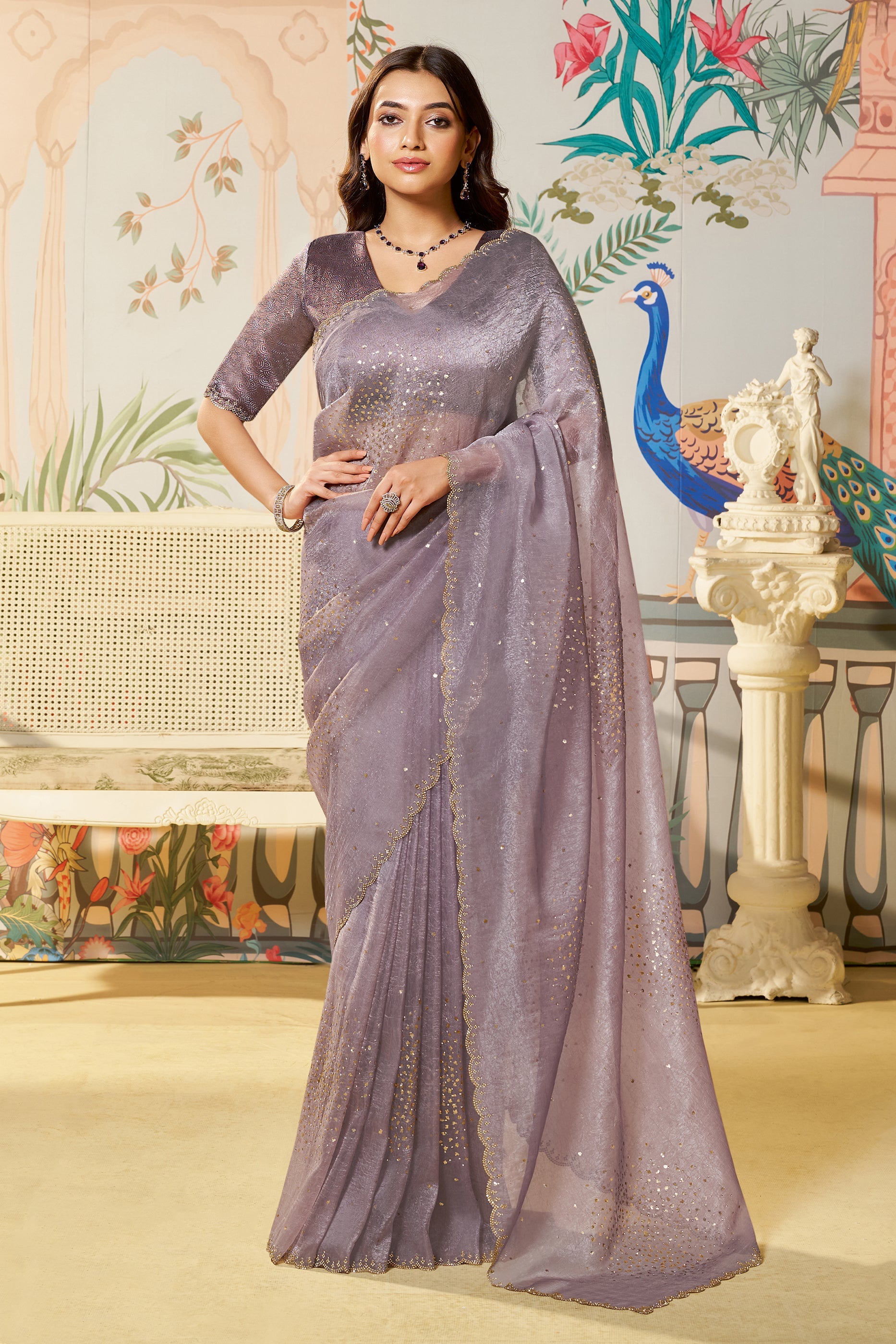 Mauve Stone Work Satin Organza Saree-SAR10474_1_SareeButa.com