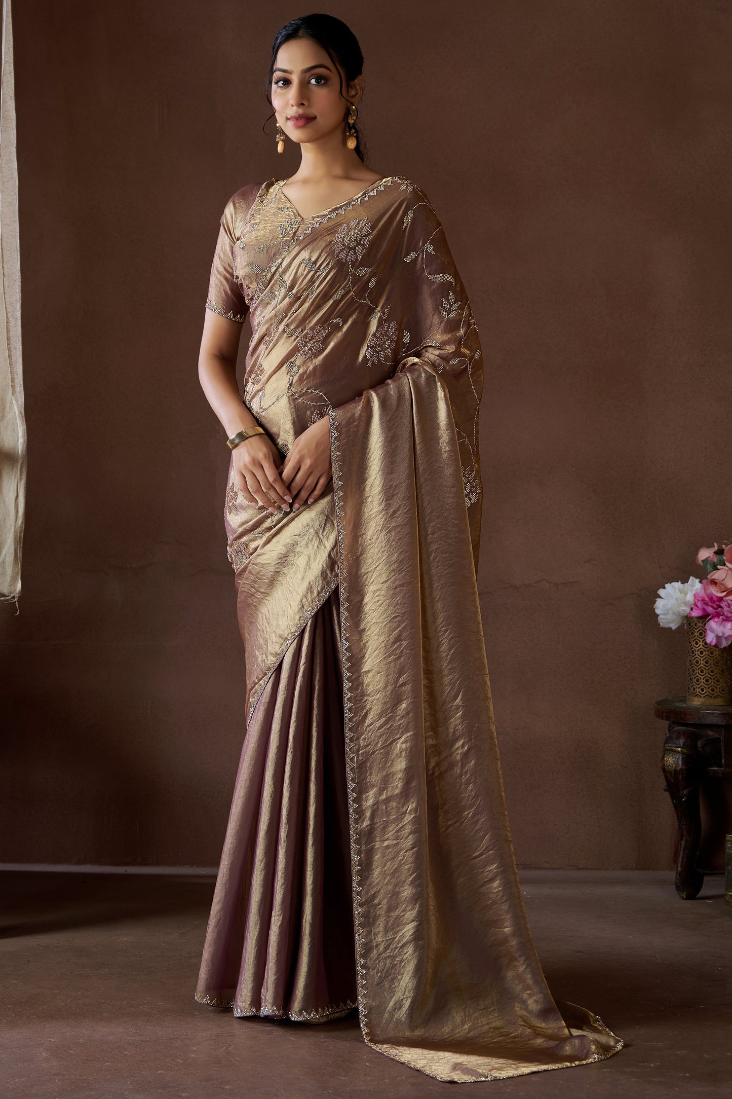 Mauve Stone Work Satin Silk Saree-ZB134204_1_SareeButa.com