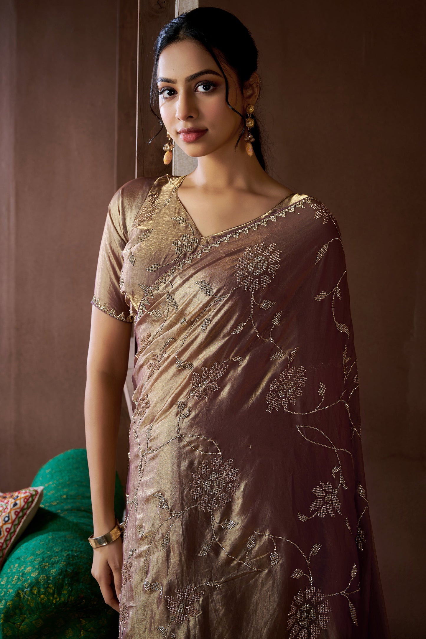 Mauve Stone Work Satin Silk Saree-ZB134204_2_SareeButa.com
