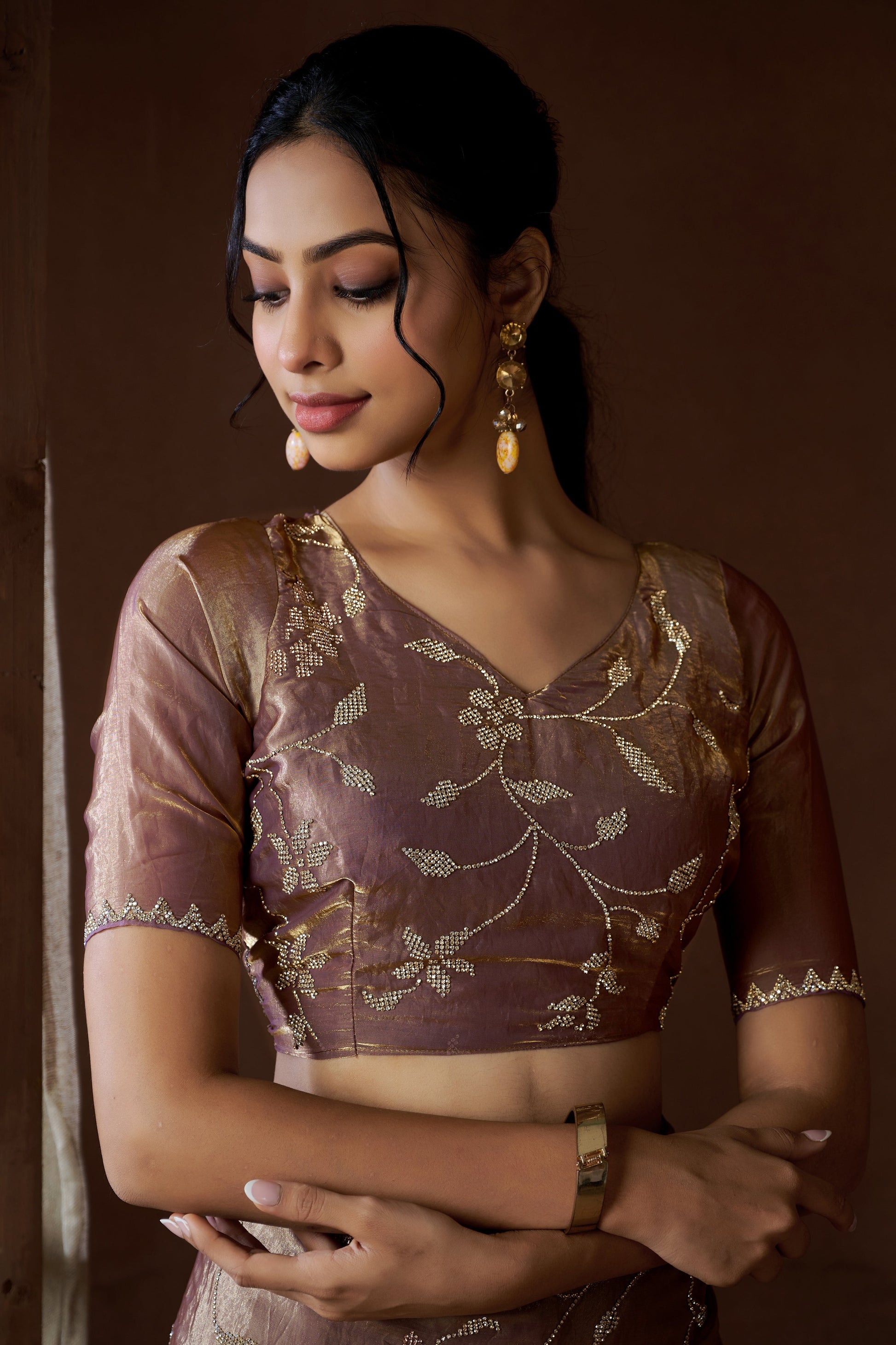 Mauve Stone Work Satin Silk Saree-ZB134204_3_SareeButa.com