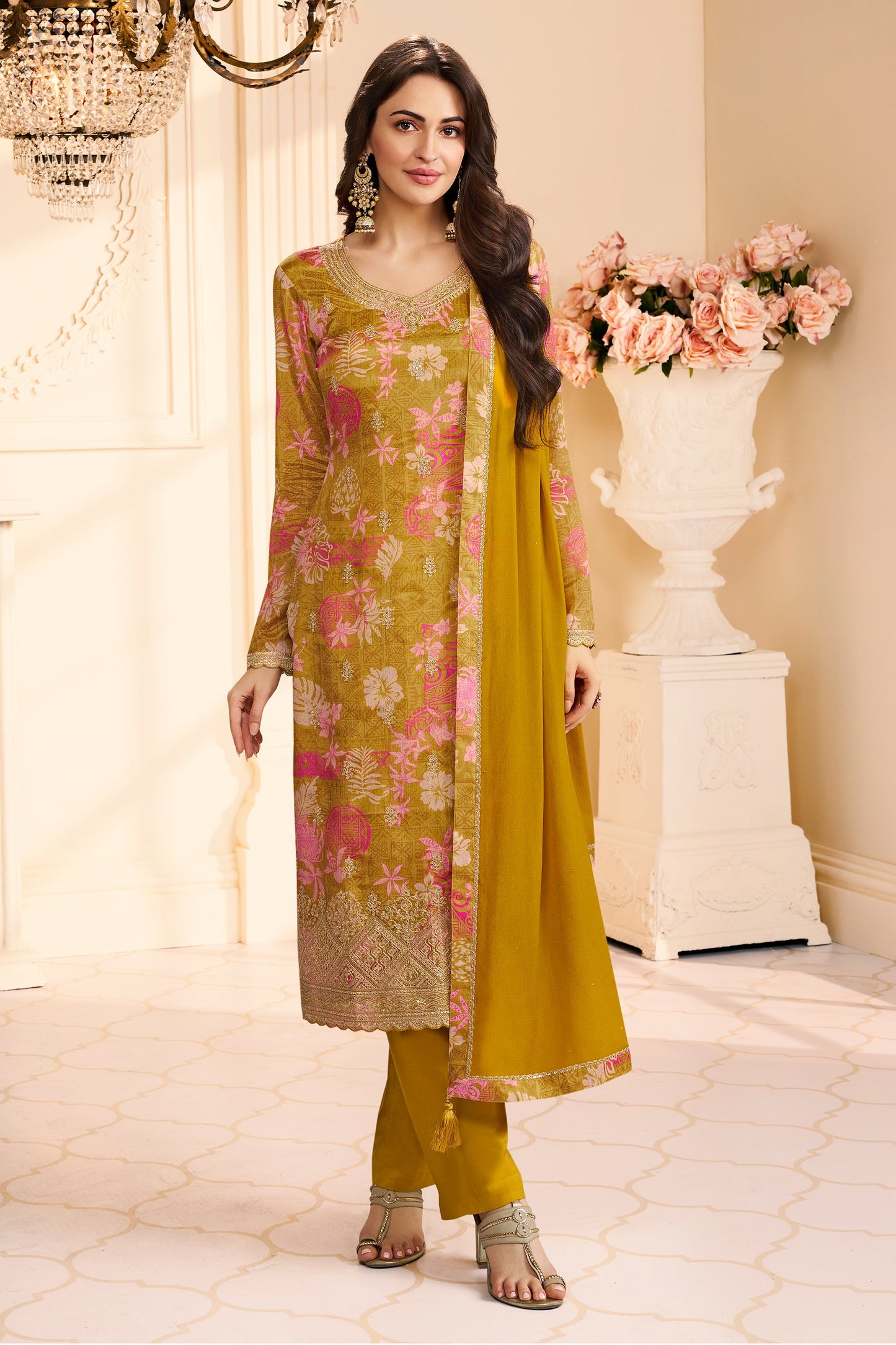 Mehendi Green Embroidered Chinon Suit-SAR11510_1_SareeButa.com