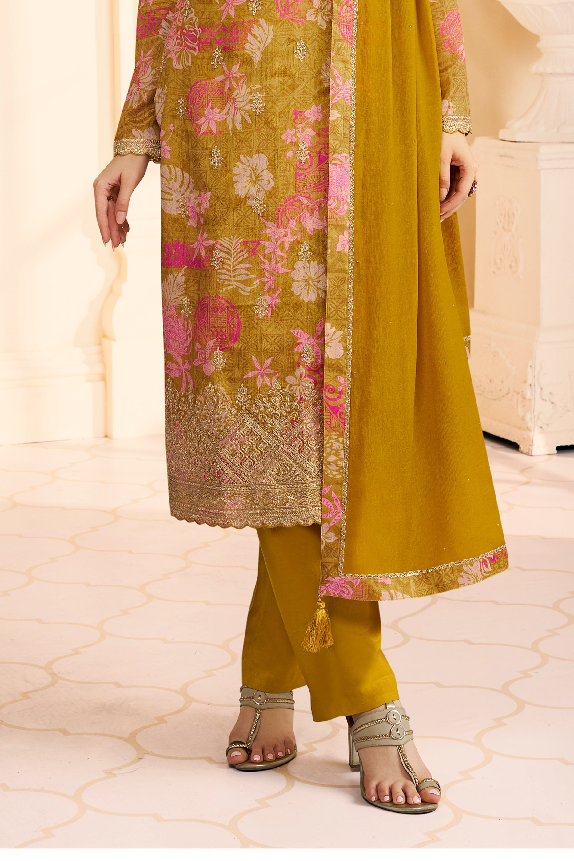 Mehendi Green Embroidered Chinon Suit-SAR11510_4_SareeButa.com