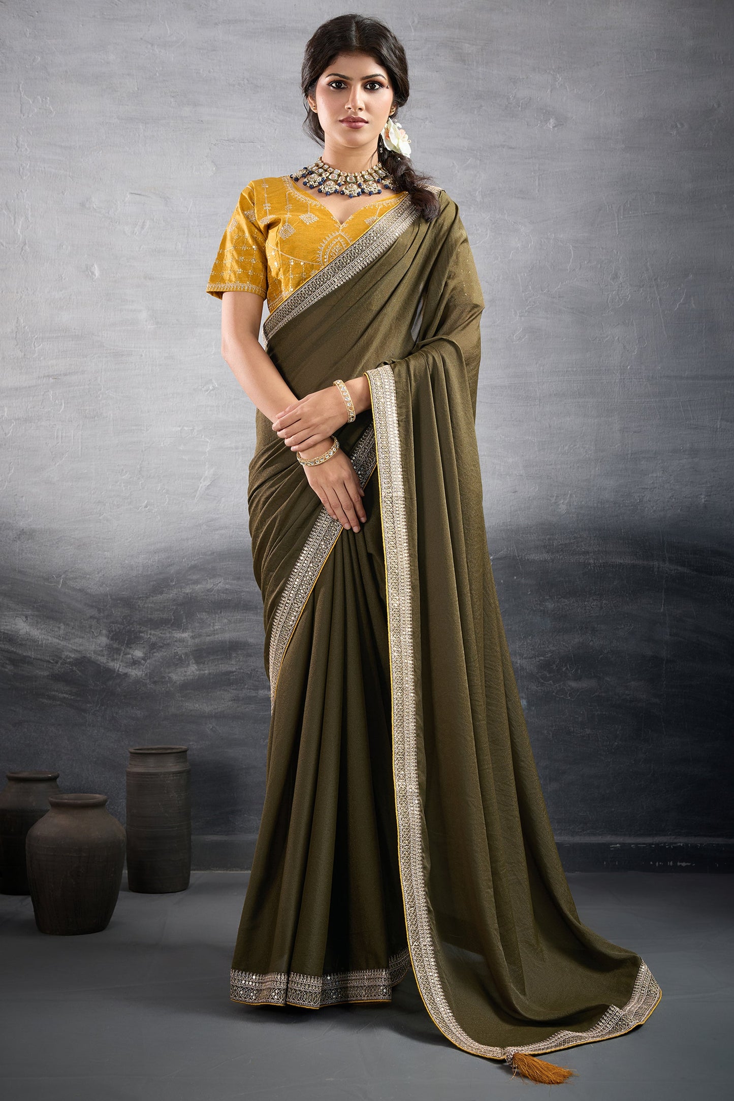 Mehendi Green Embroidered Georgette Saree-SAR10604_1_SareeButa.com